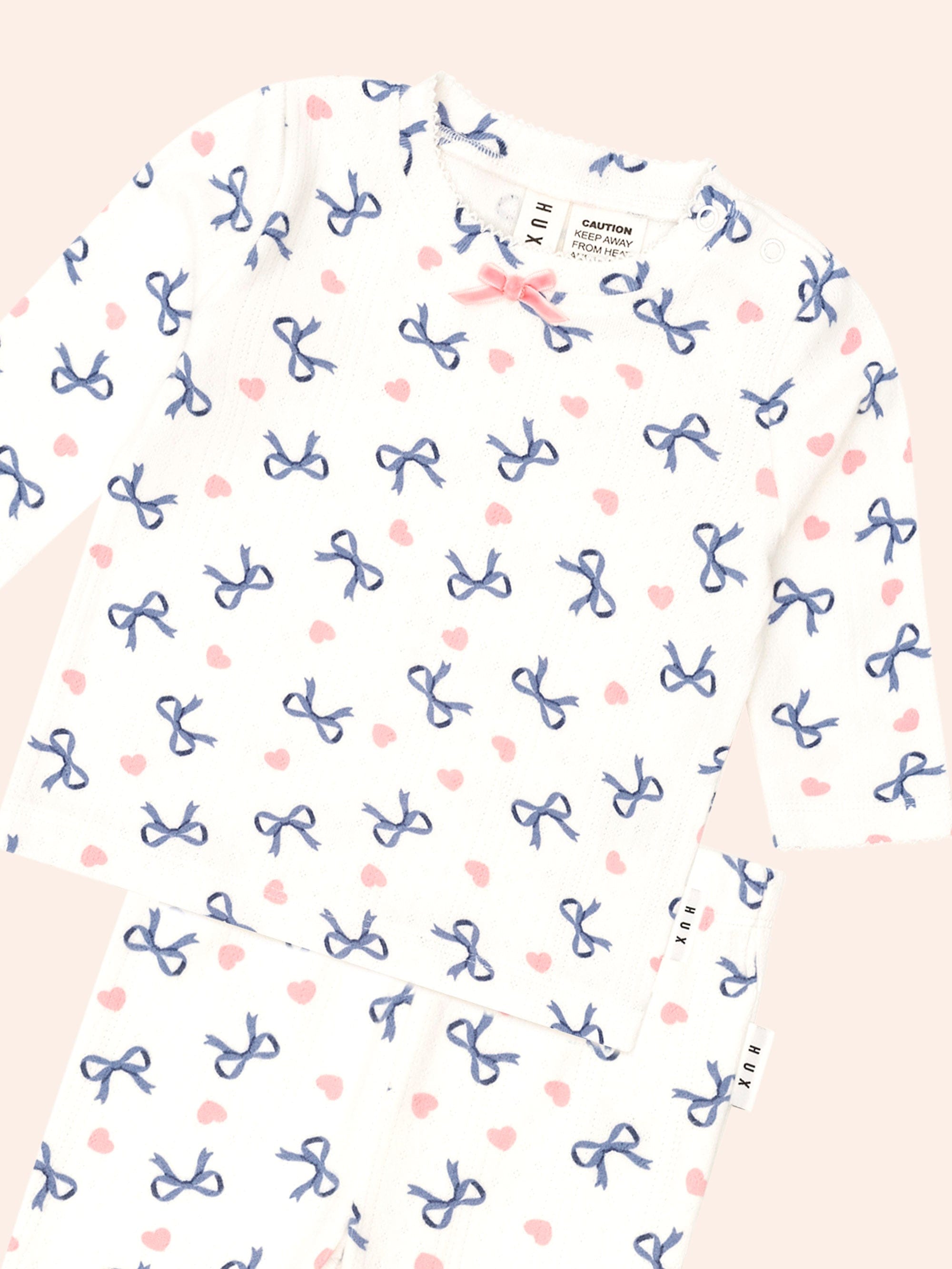 Hearts And Bows Long Sleeve Pj Set SET Huxbaby