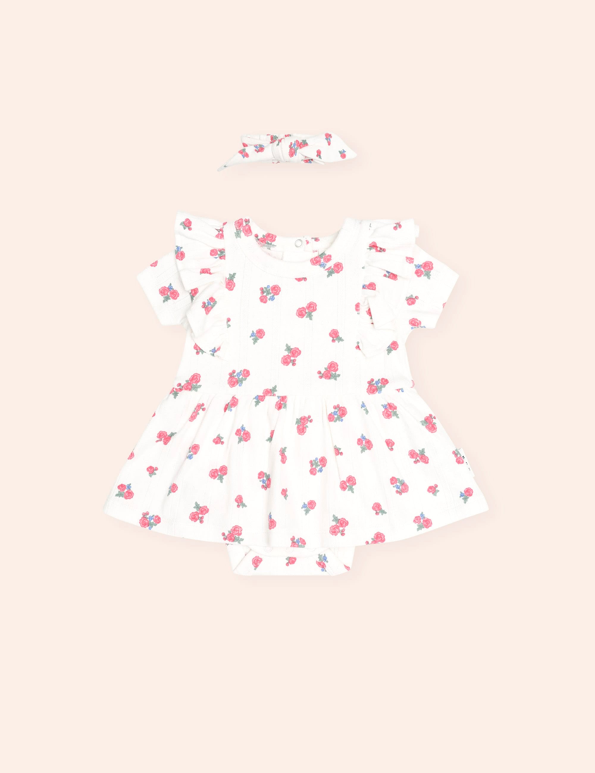 Floral Pointelle S/Less Dress Romper And Headband ONESIE Huxbaby Shopify