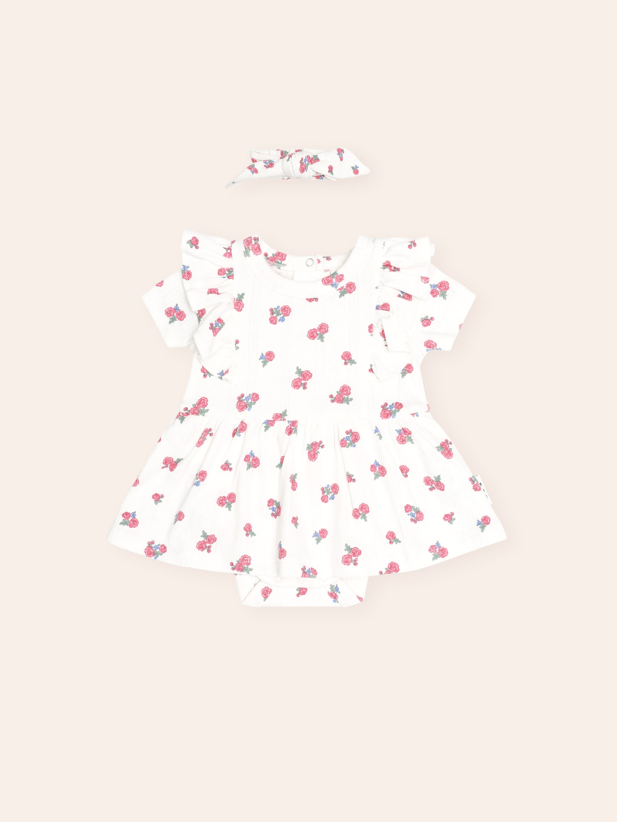 Floral Pointelle S/Less Dress Romper And Headband ONESIE Huxbaby Shopify