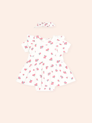 Floral Pointelle S/Less Dress Romper And Headband ONESIE Huxbaby Shopify