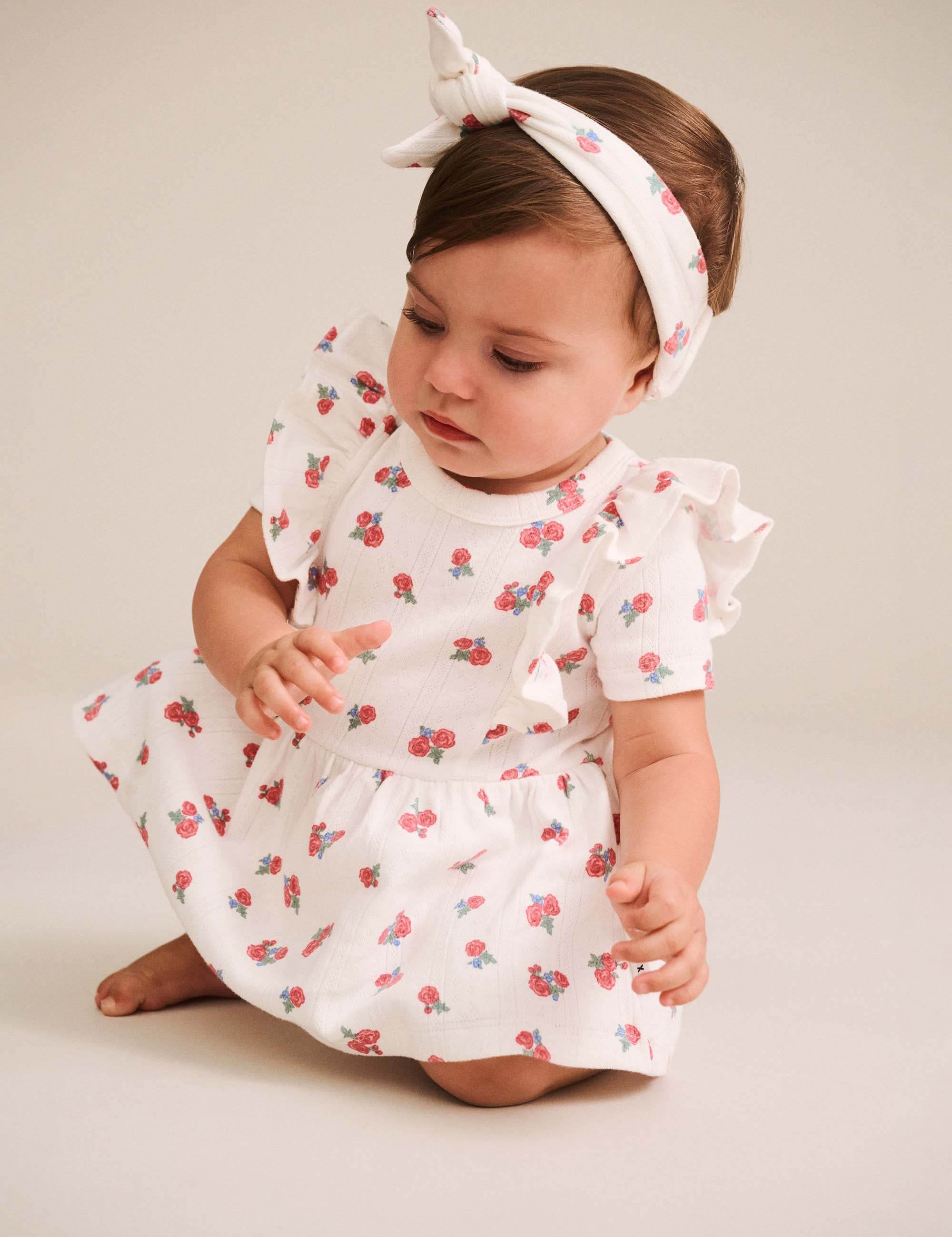 Floral Pointelle S/Less Dress Romper And Headband ONESIE Huxbaby Shopify