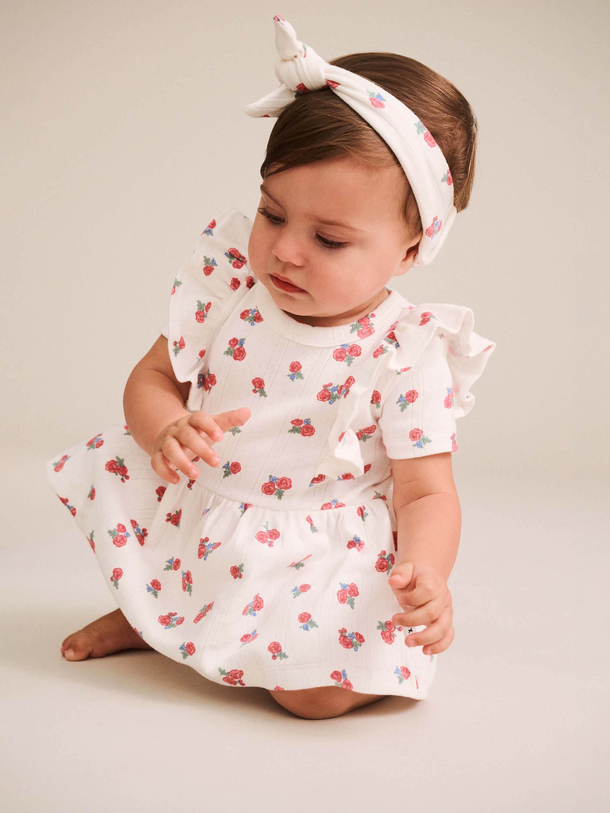 Floral Pointelle S/Less Dress Romper And Headband ONESIE Huxbaby Shopify
