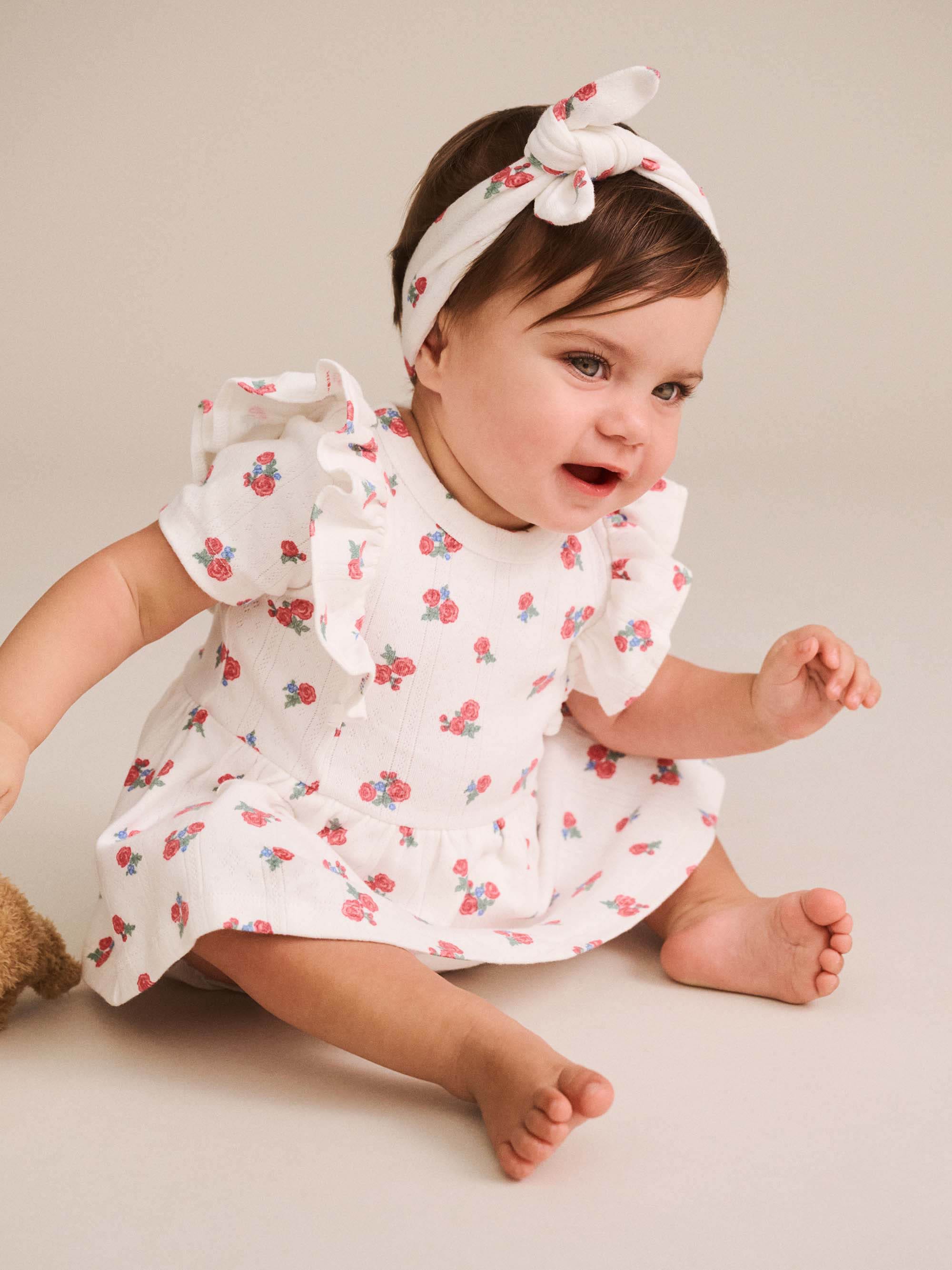 Floral Pointelle S/Less Dress Romper And Headband ONESIE Huxbaby Shopify