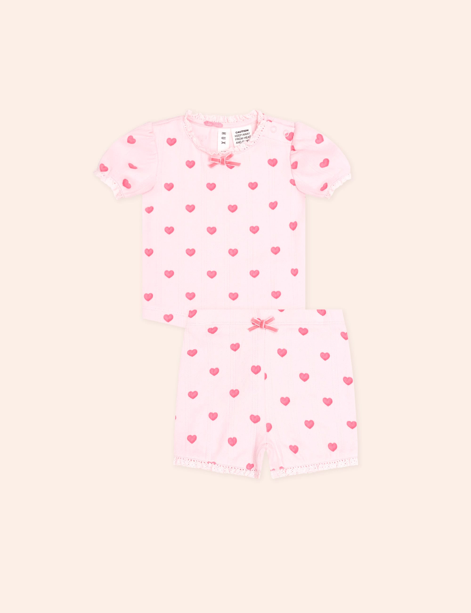 I Heart You Pointelle Puff Slv Pjs SET Huxbaby Shopify