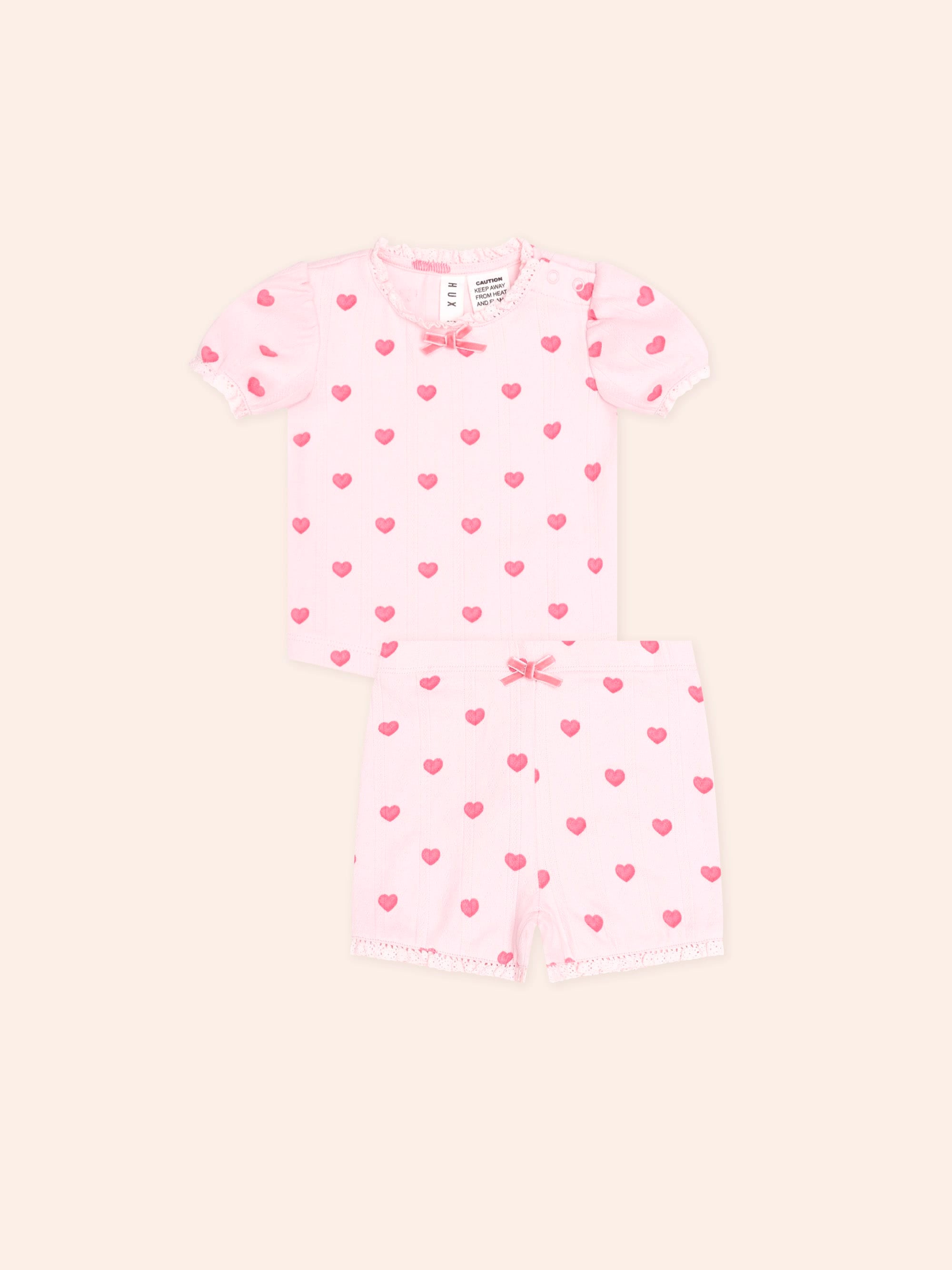 I Heart You Pointelle Puff Slv Pjs SET Huxbaby Shopify