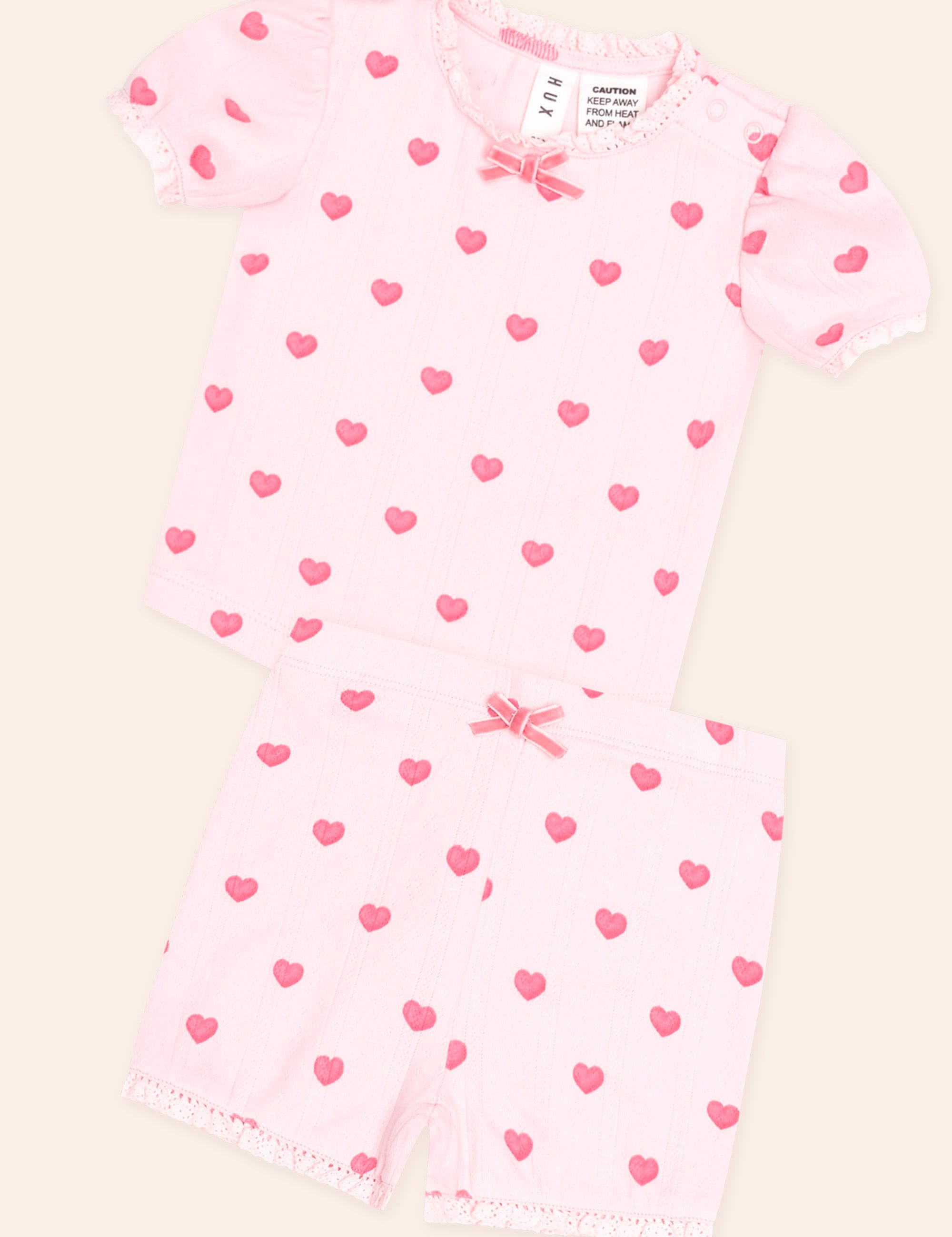 I Heart You Pointelle Puff Slv Pjs SET Huxbaby Shopify