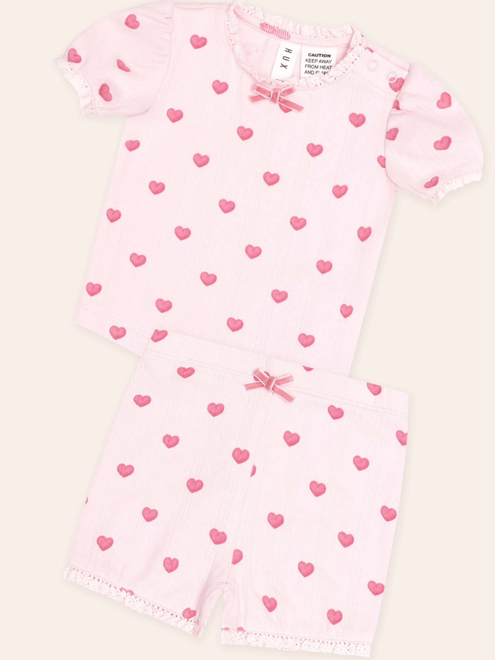 I Heart You Pointelle Puff Slv Pjs SET Huxbaby Shopify