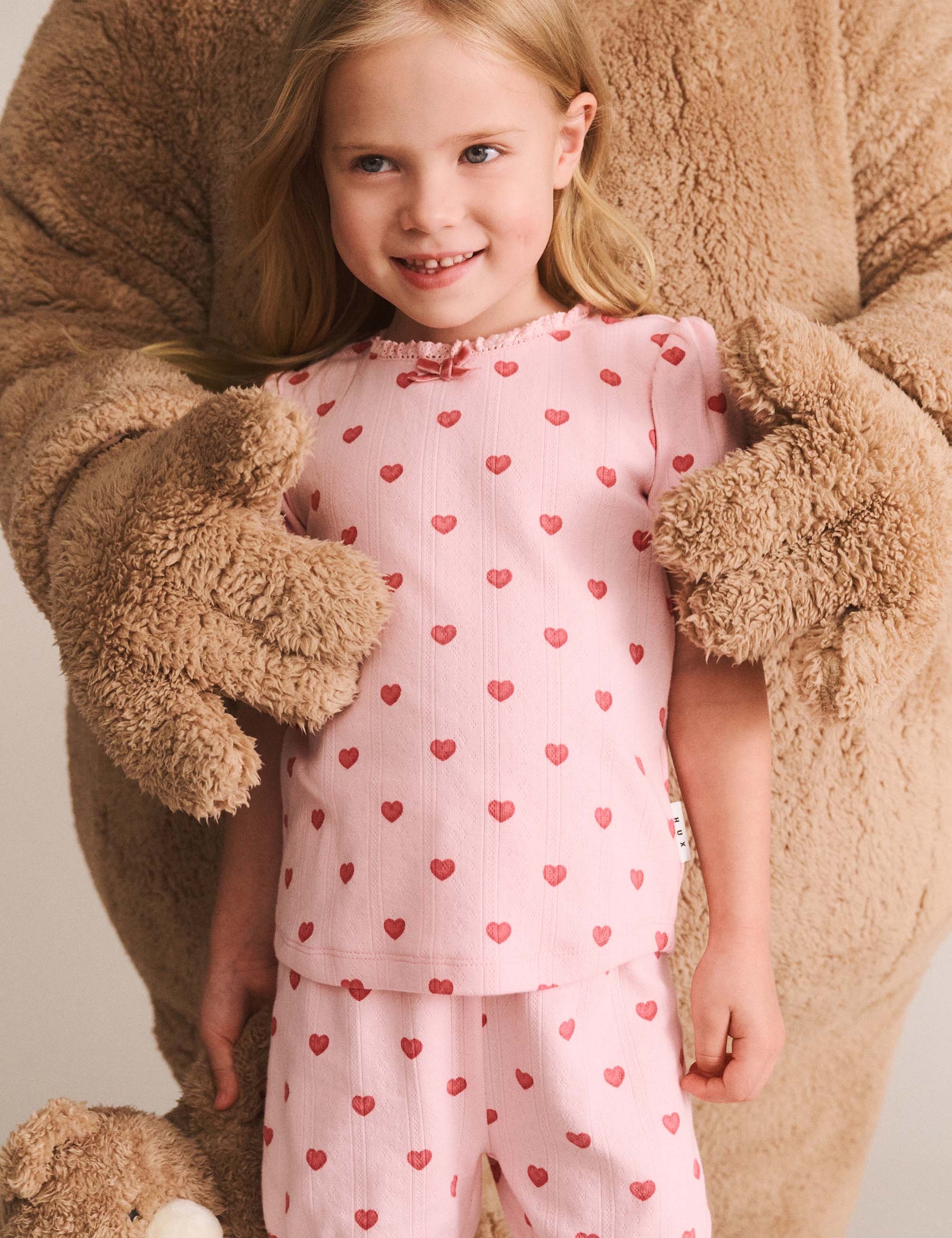 I Heart You Pointelle Puff Slv Pjs SET Huxbaby Shopify