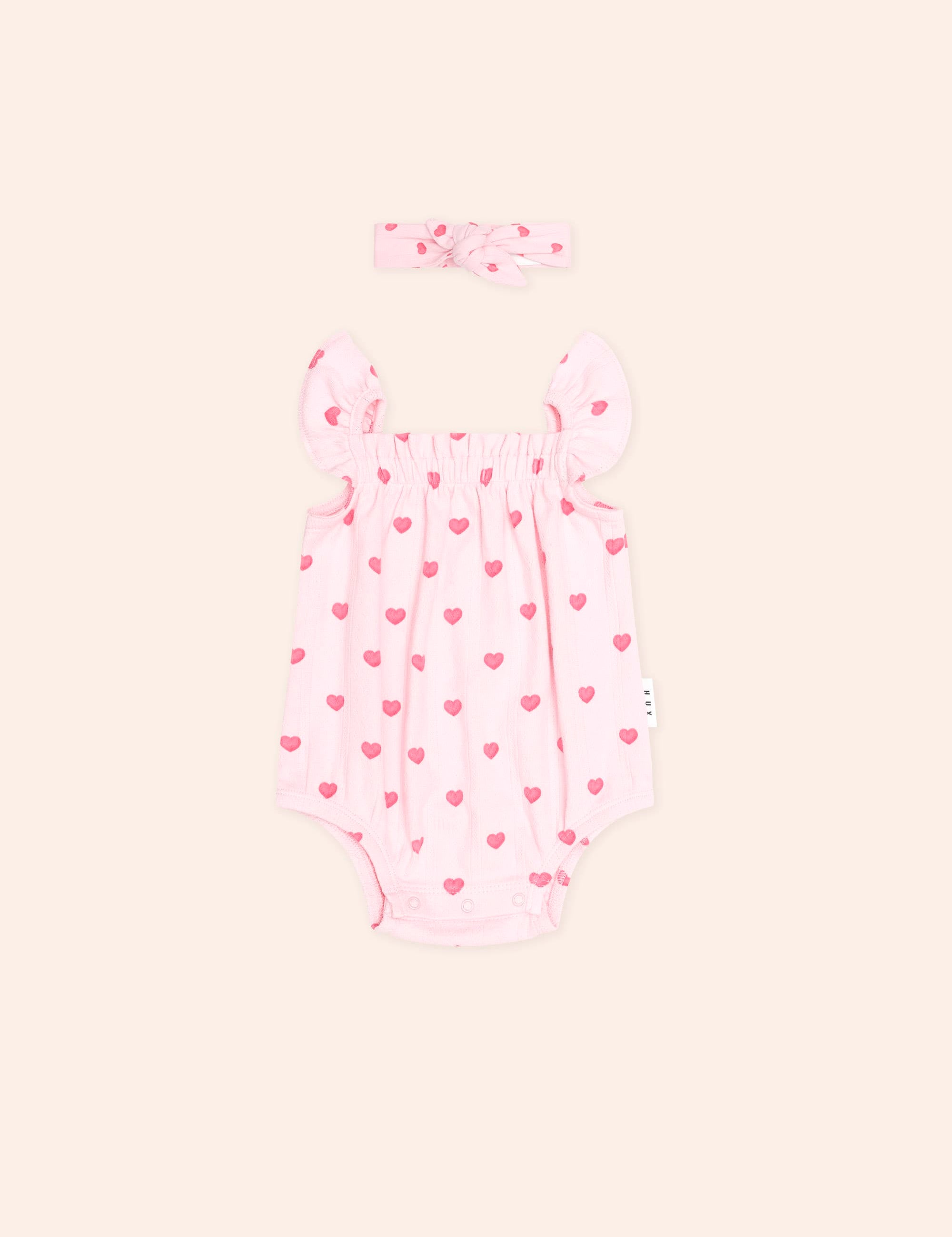 I Heart You Pointelle Bubble Romper And Headband ONESIE Huxbaby Shopify
