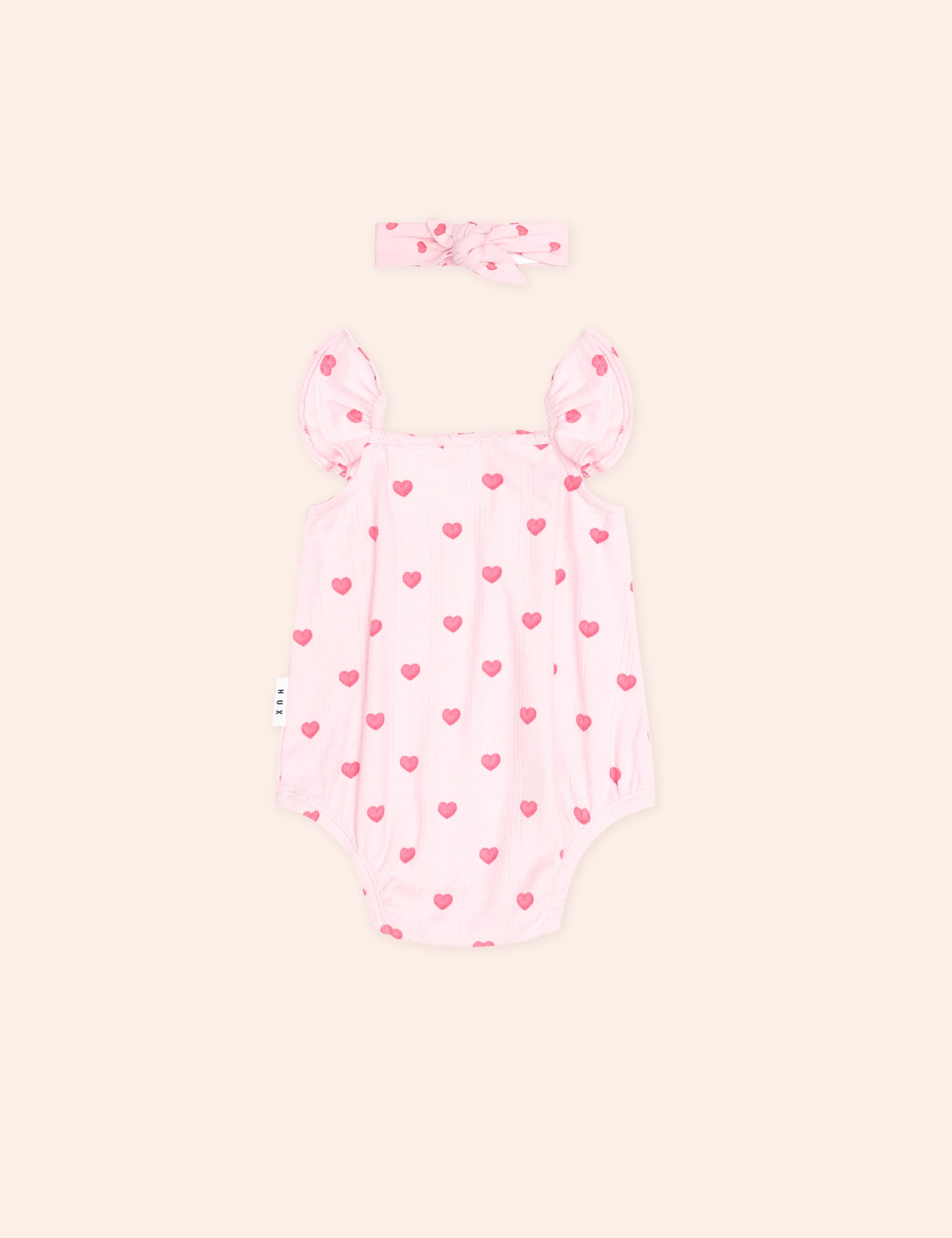 I Heart You Pointelle Bubble Romper And Headband ONESIE Huxbaby Shopify
