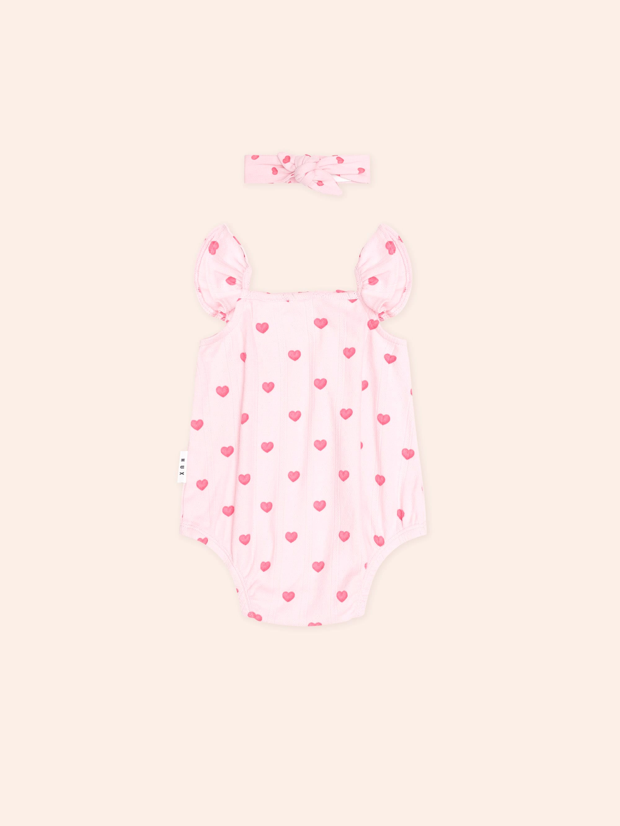 I Heart You Pointelle Bubble Romper And Headband ONESIE Huxbaby Shopify