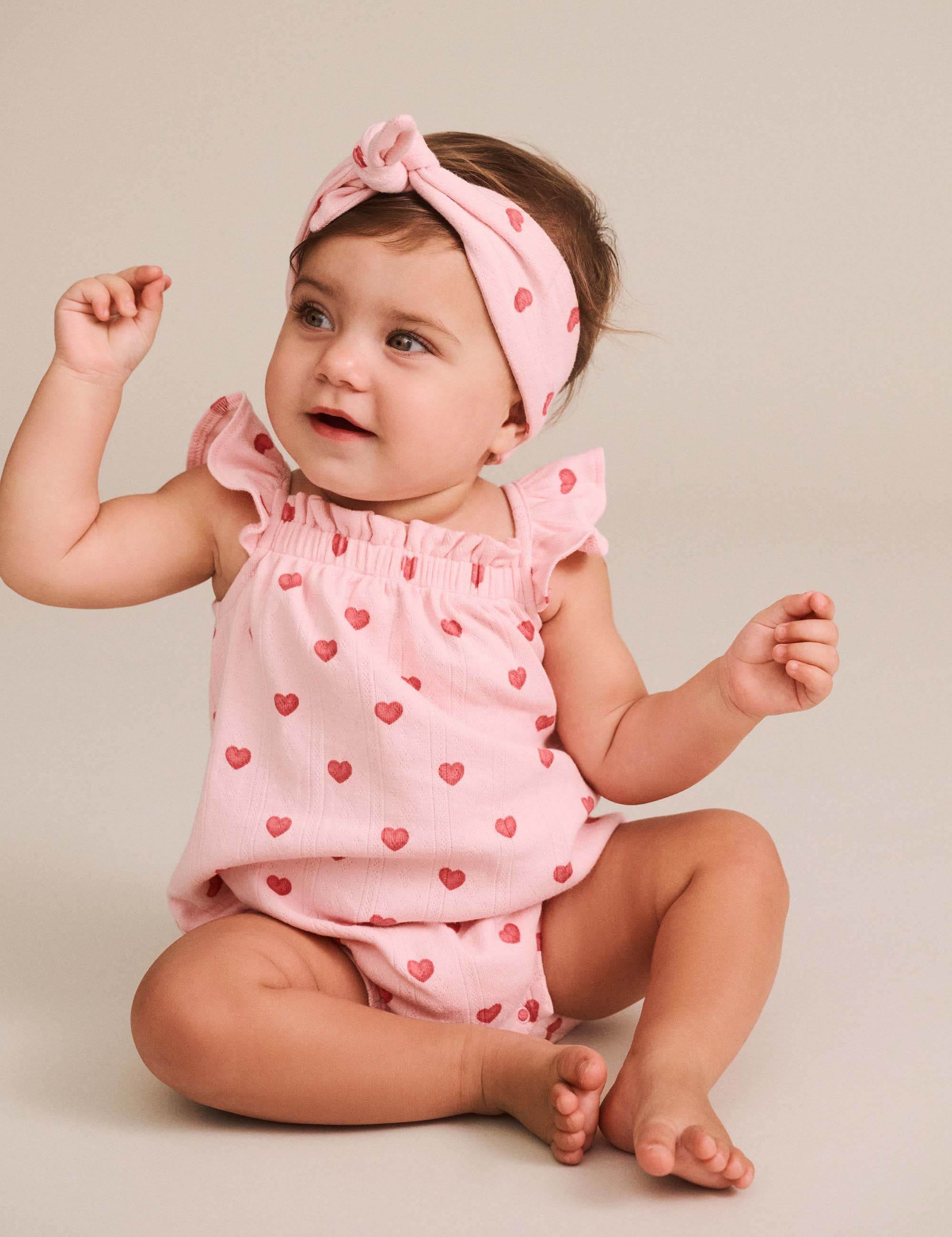 I Heart You Pointelle Bubble Romper And Headband ONESIE Huxbaby Shopify