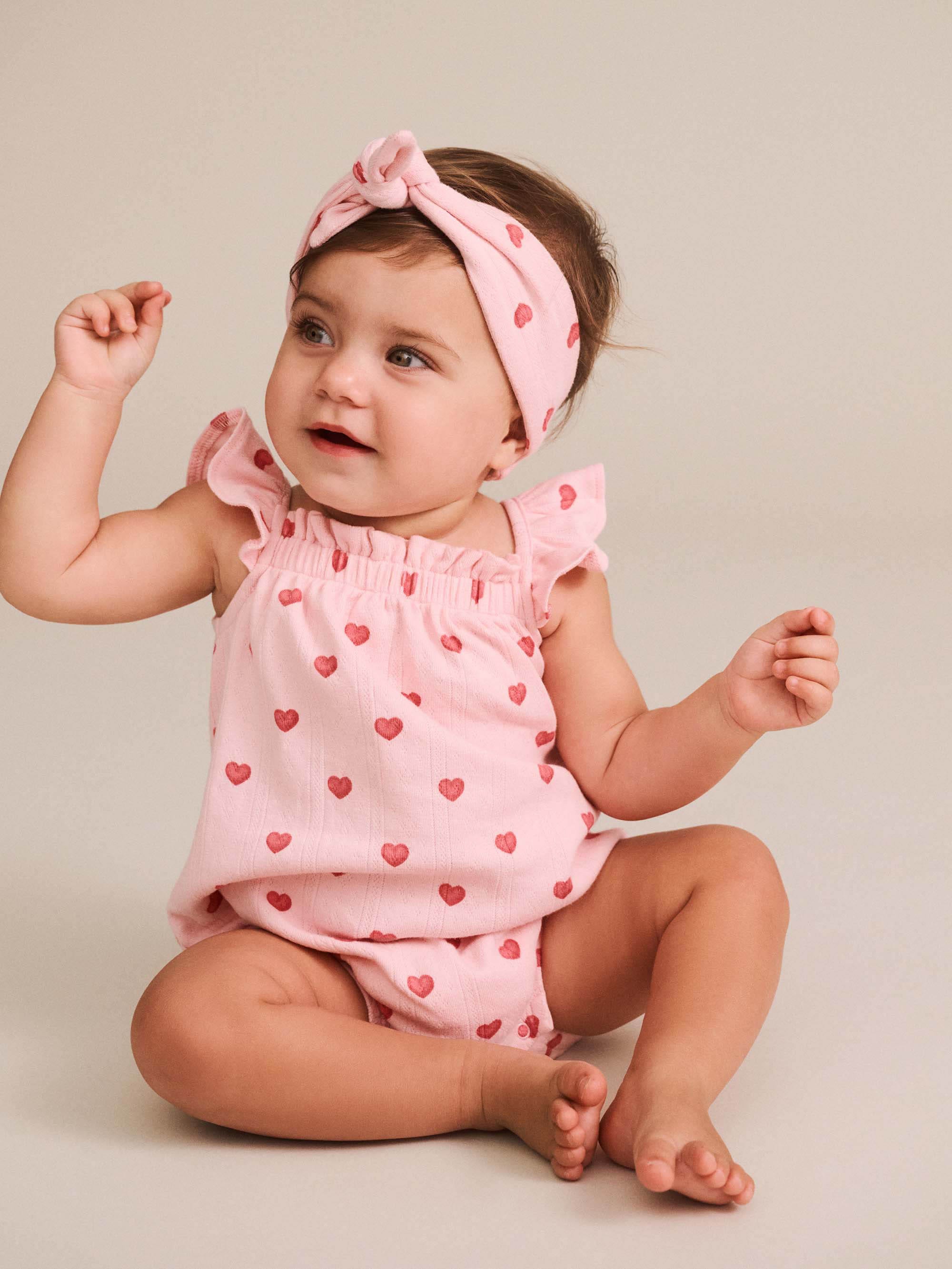I Heart You Pointelle Bubble Romper And Headband ONESIE Huxbaby Shopify