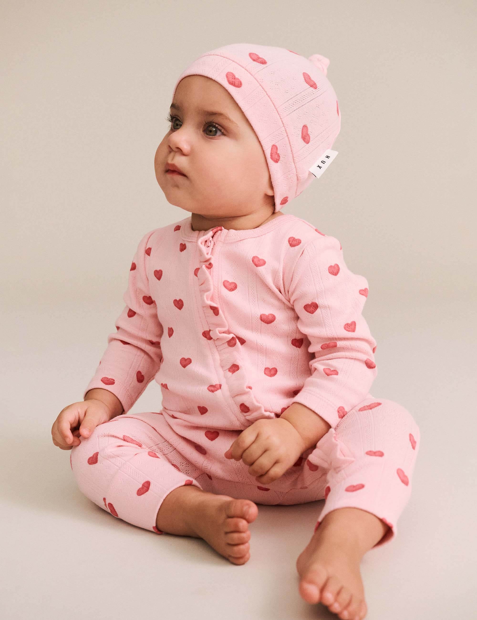 I Heart You Pointelle Frill Zip Romper ONESIE Huxbaby Shopify