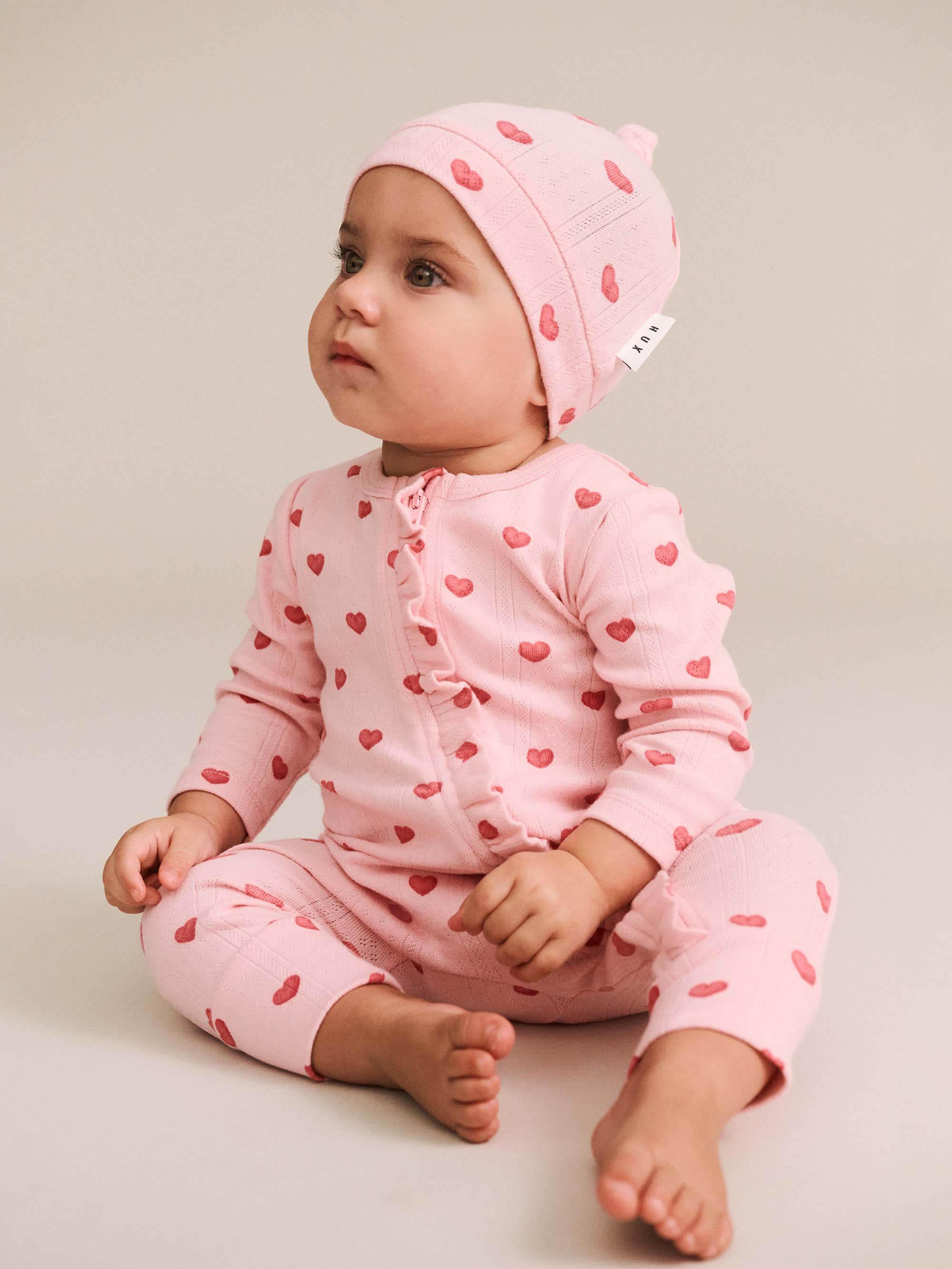 I Heart You Pointelle Frill Zip Romper ONESIE Huxbaby Shopify
