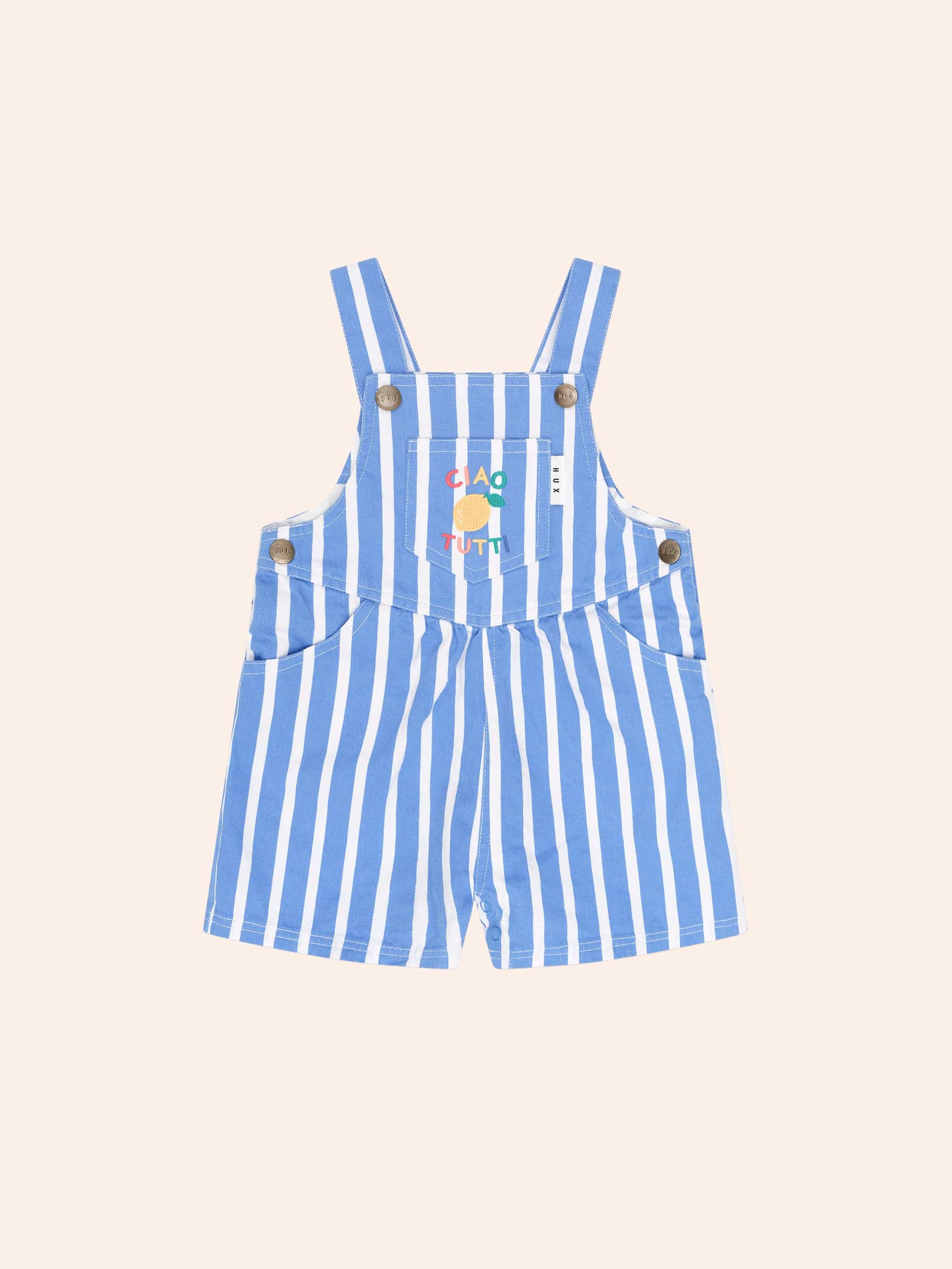 Ocean Ticking Pinstripe Shortall OVERALL Huxbaby