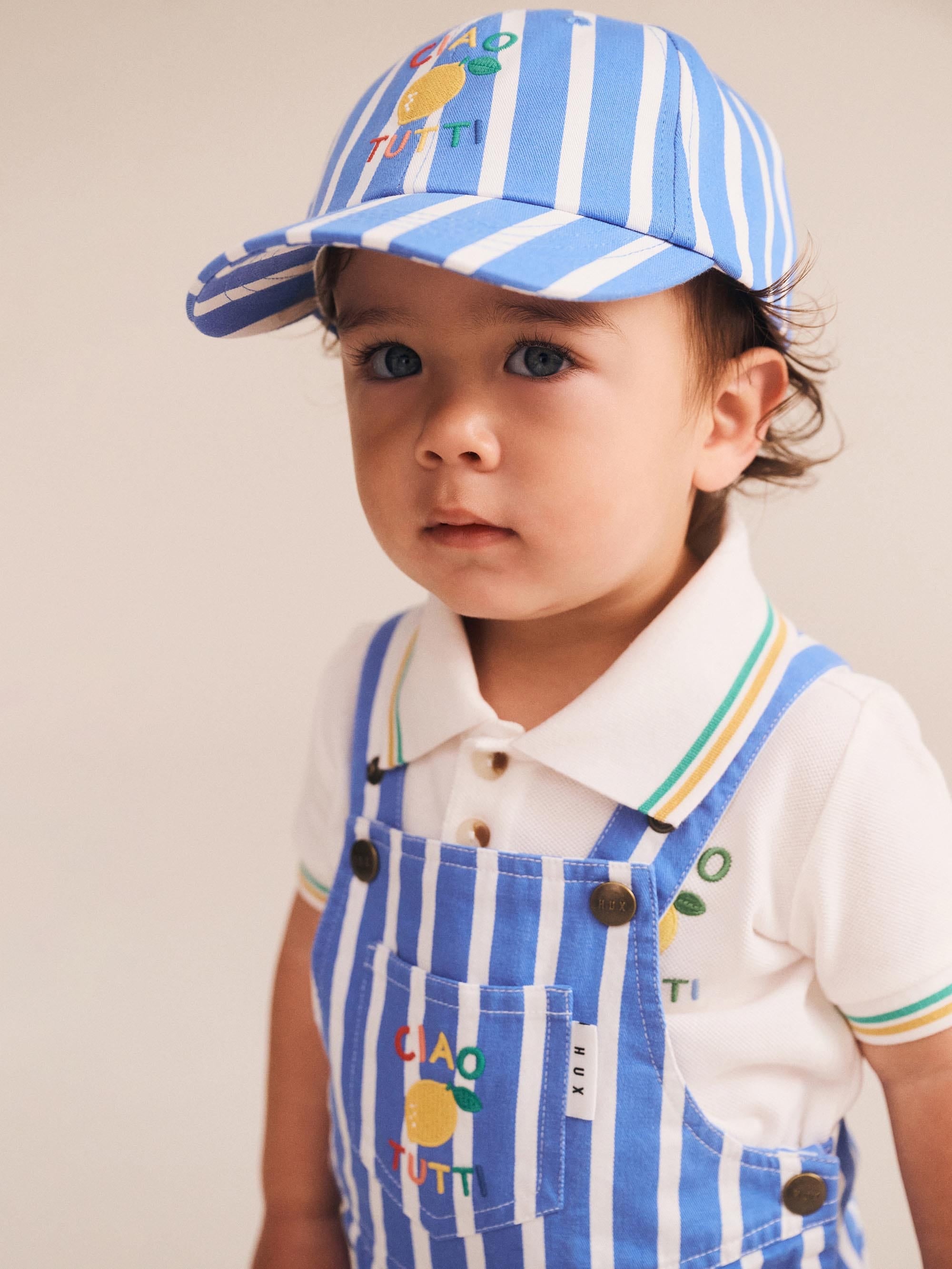 Ocean Ticking Pinstripe Shortall OVERALL Huxbaby