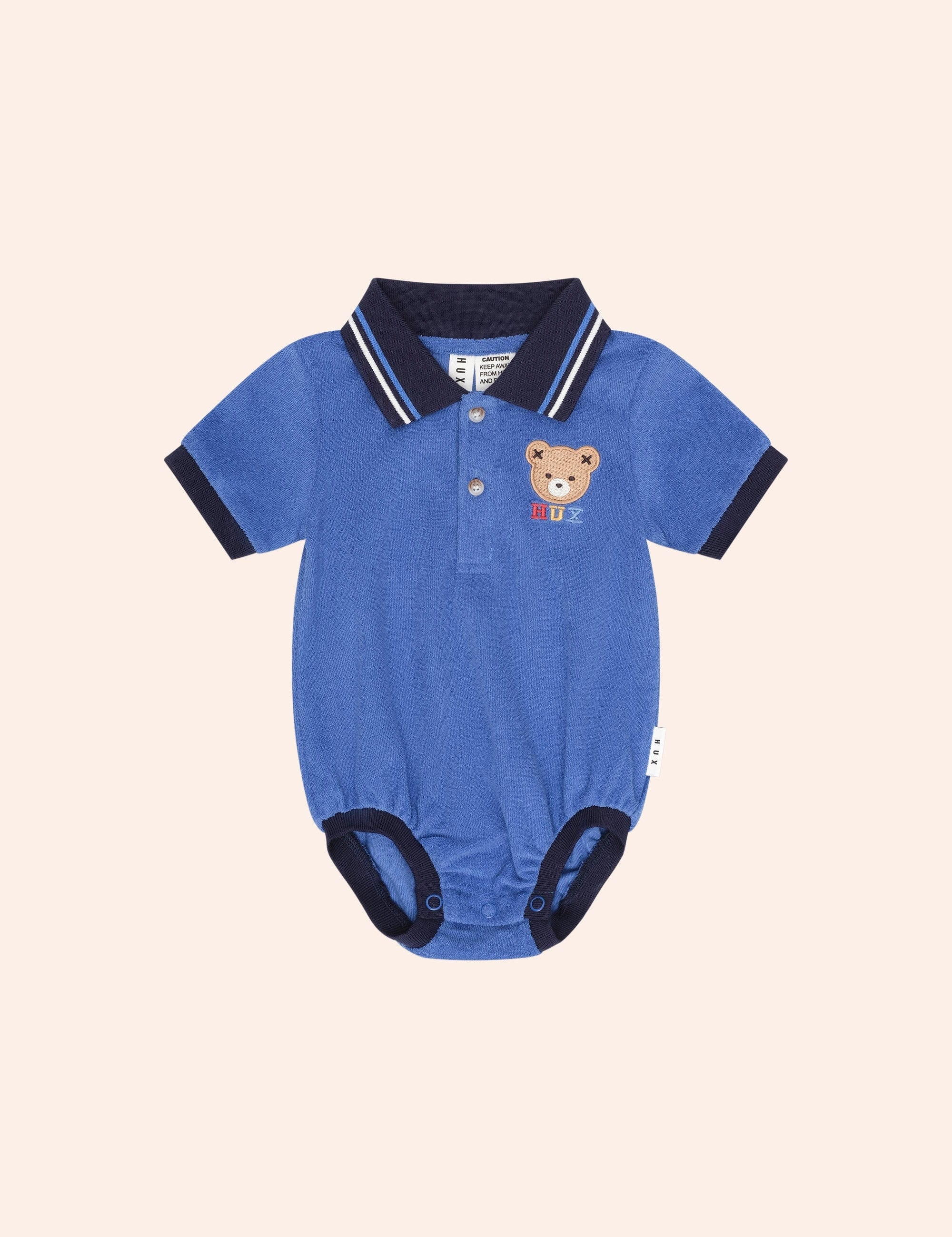 Hux Towelling Polo Romper ROMPER Huxbaby