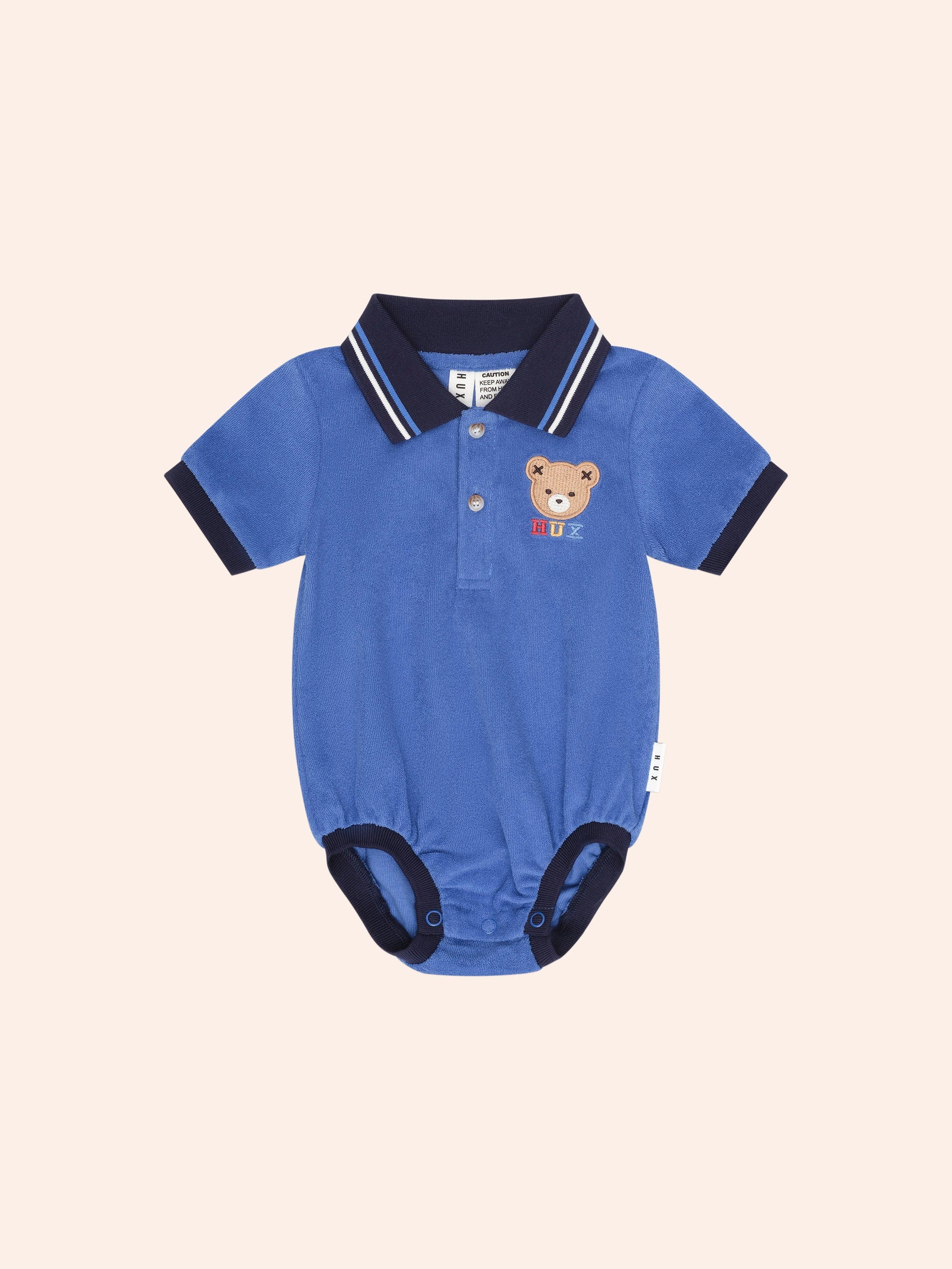 Hux Towelling Polo Romper ROMPER Huxbaby