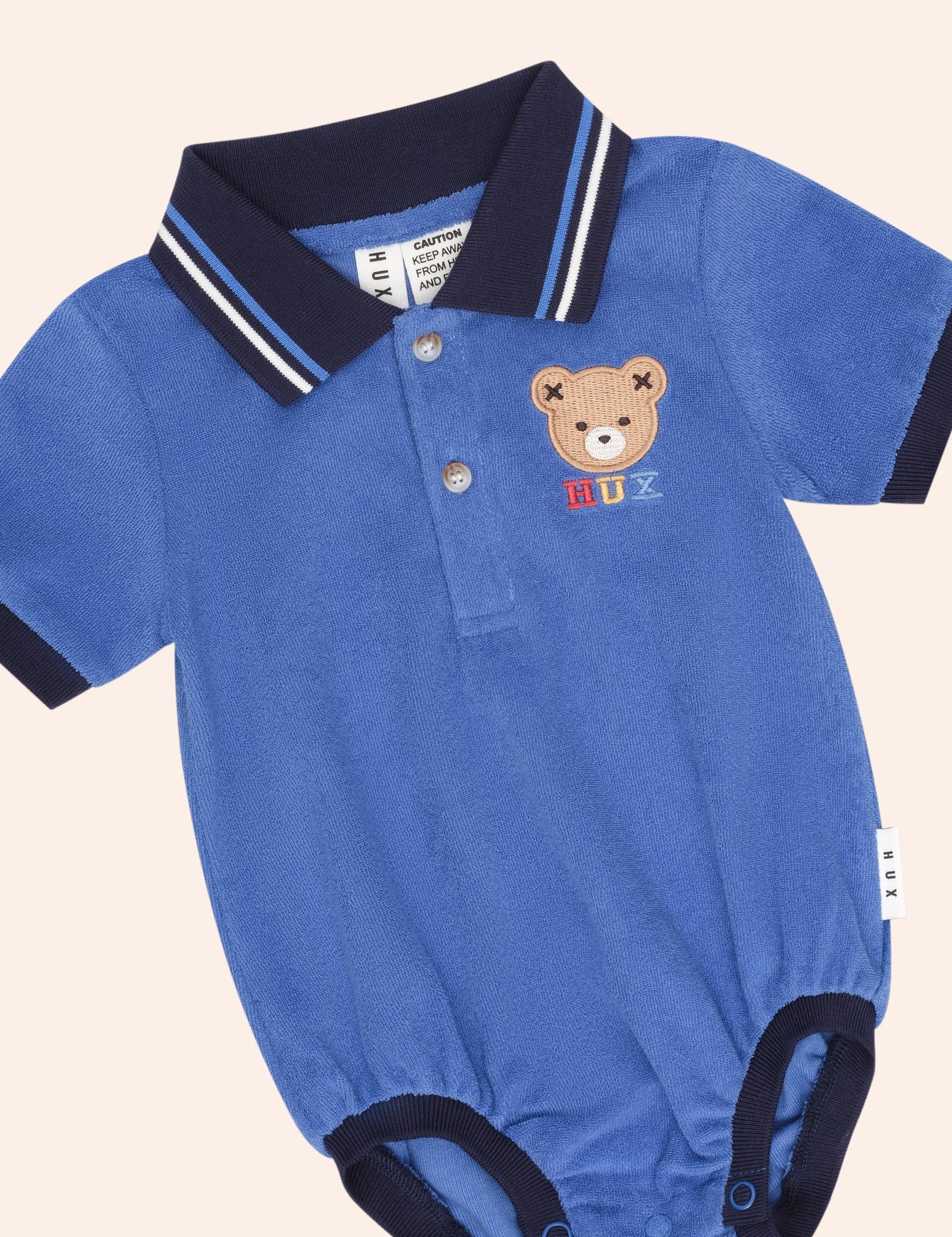 Hux Towelling Polo Romper ROMPER Huxbaby