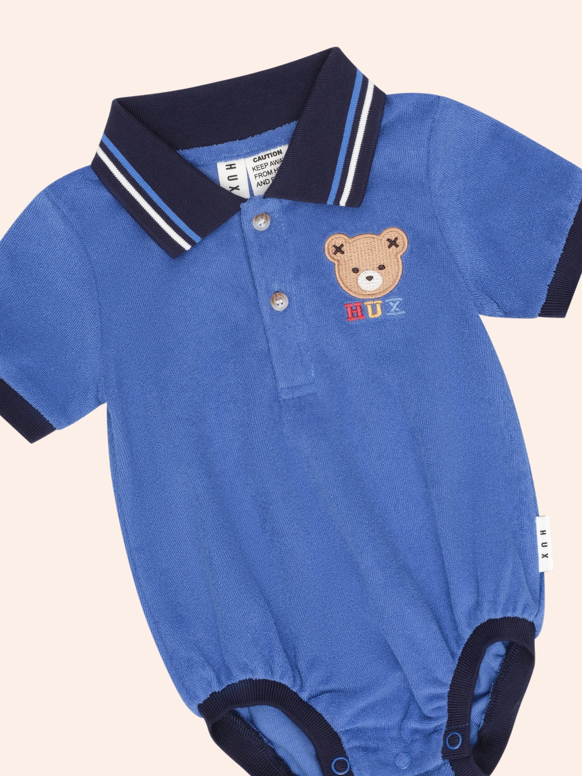 Hux Towelling Polo Romper ROMPER Huxbaby