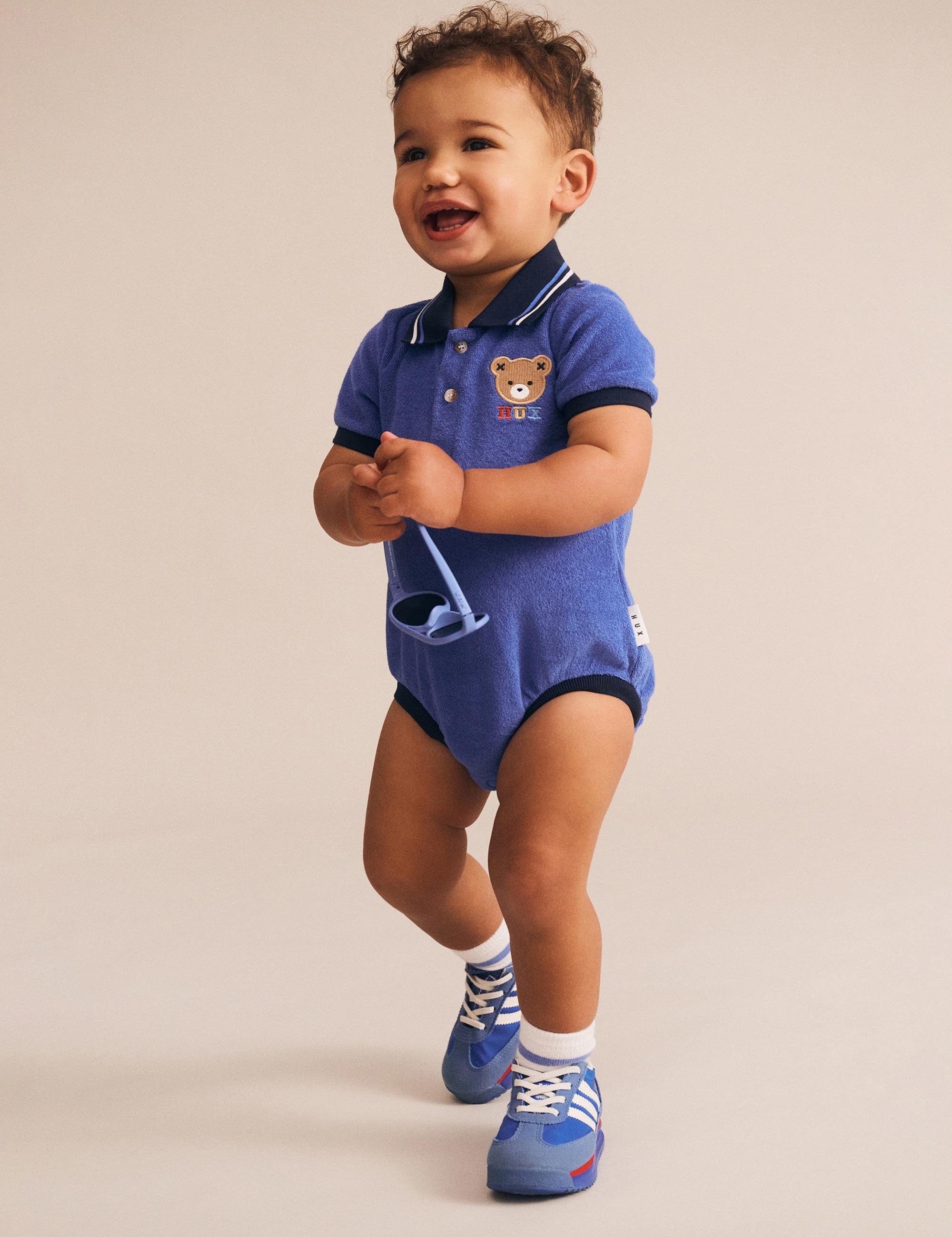 Hux Towelling Polo Romper ROMPER Huxbaby