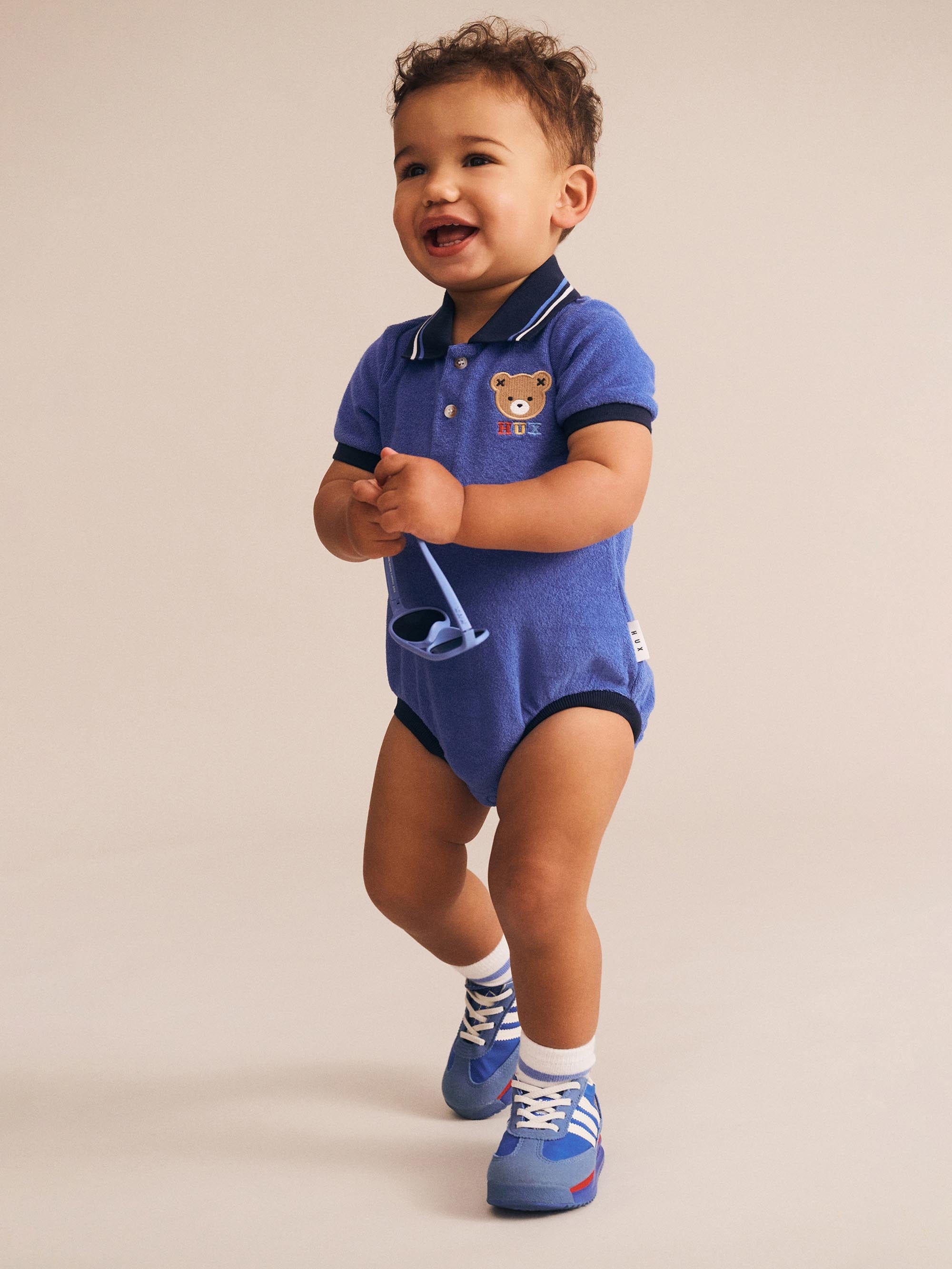 Hux Towelling Polo Romper ROMPER Huxbaby