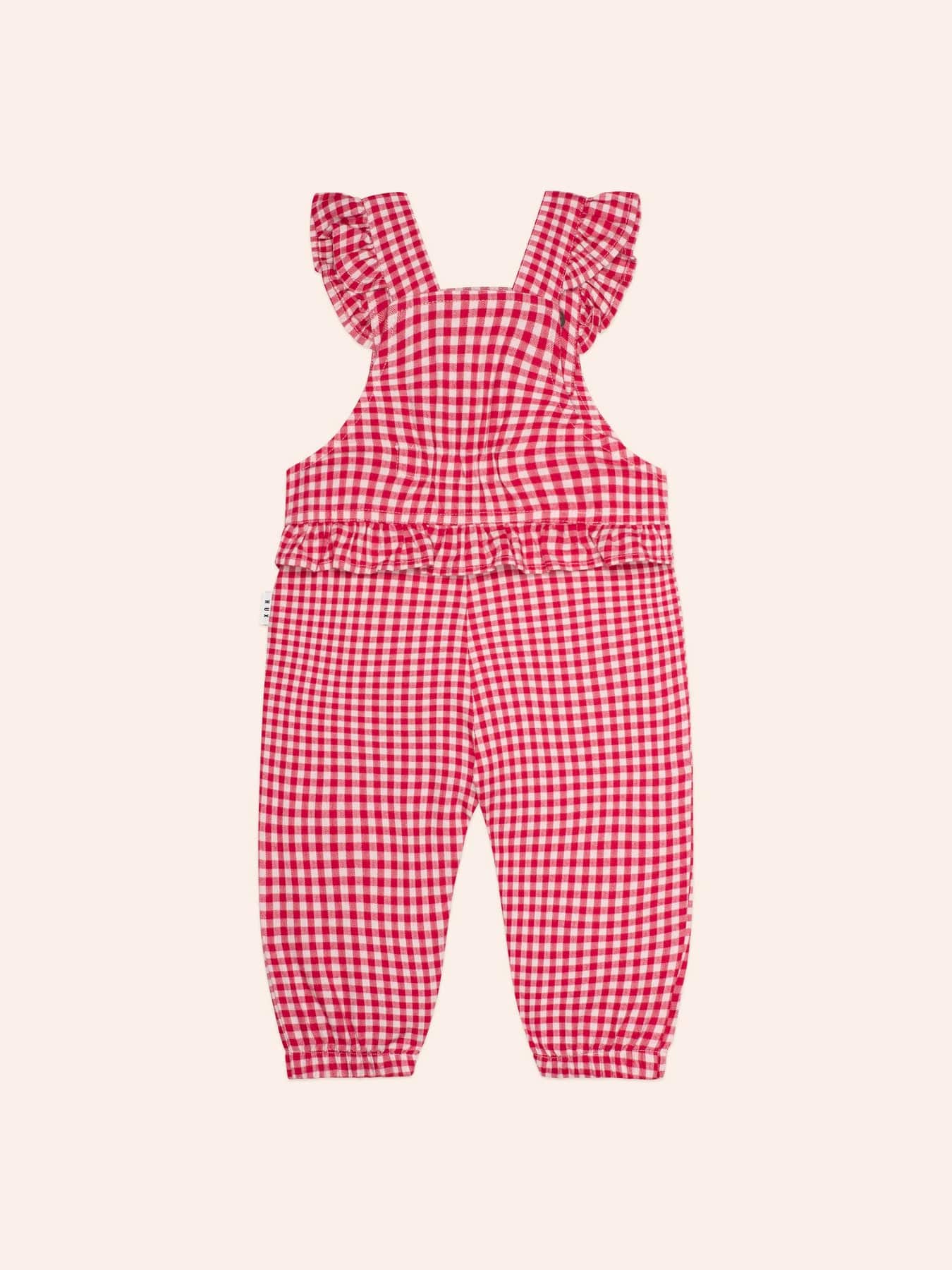 Cherry Check Frill Overalls OVERALL Huxbaby Shopify