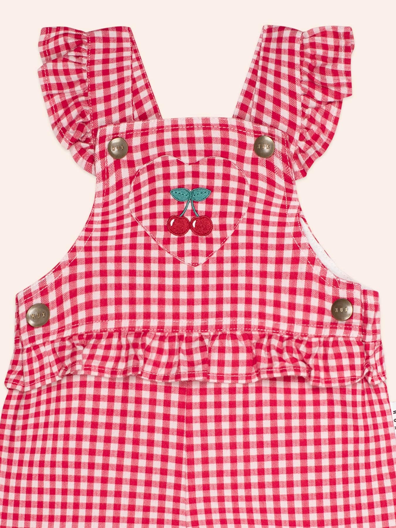 Cherry Check Frill Overalls OVERALL Huxbaby Shopify