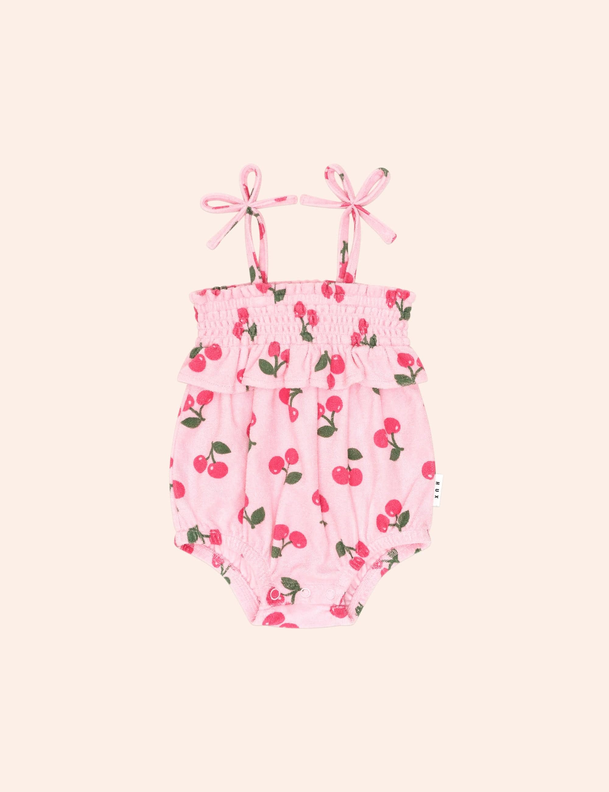 Cherry Towelling Bubble Romper ROMPER Huxbaby