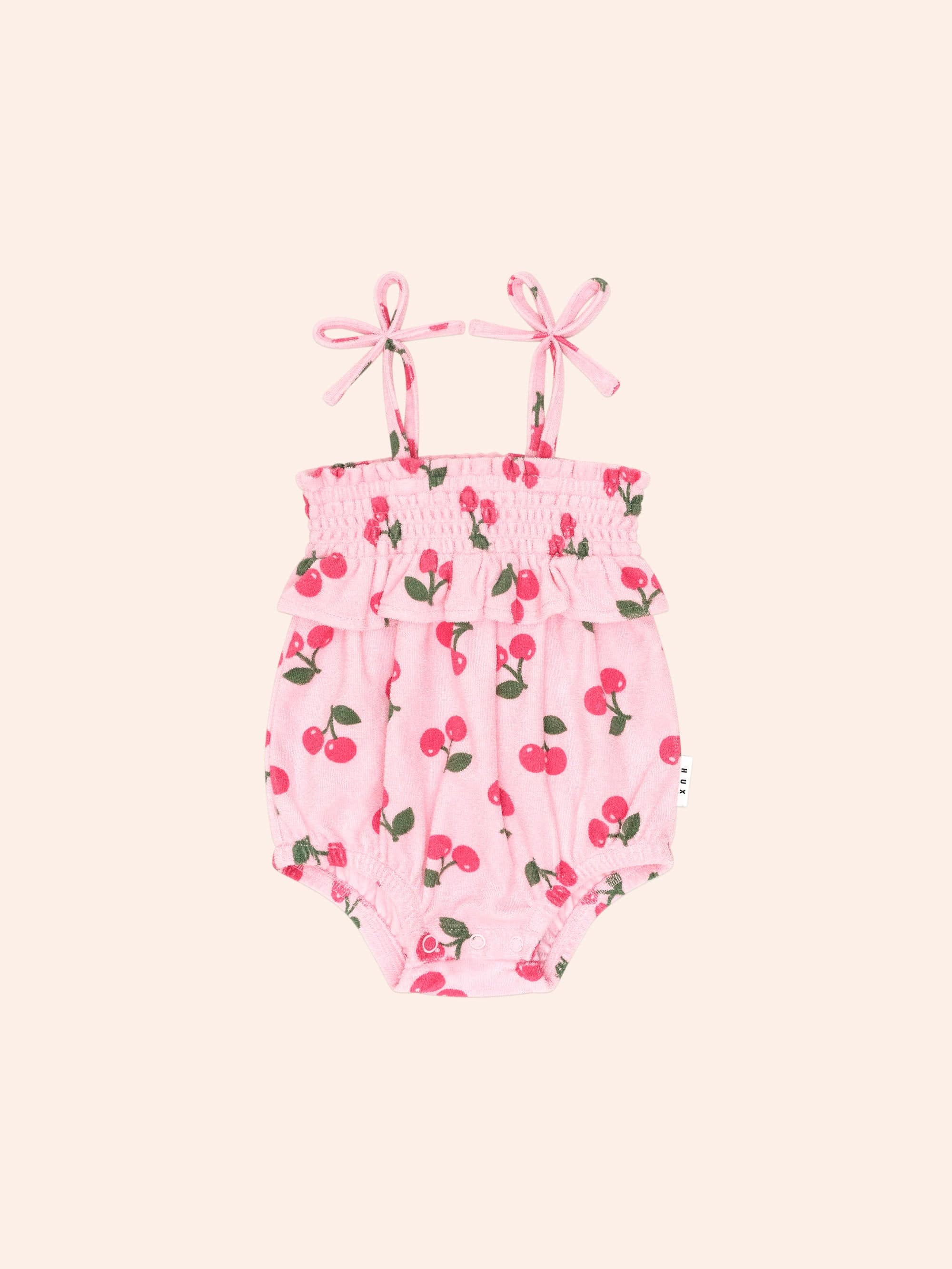 Cherry Towelling Bubble Romper ROMPER Huxbaby