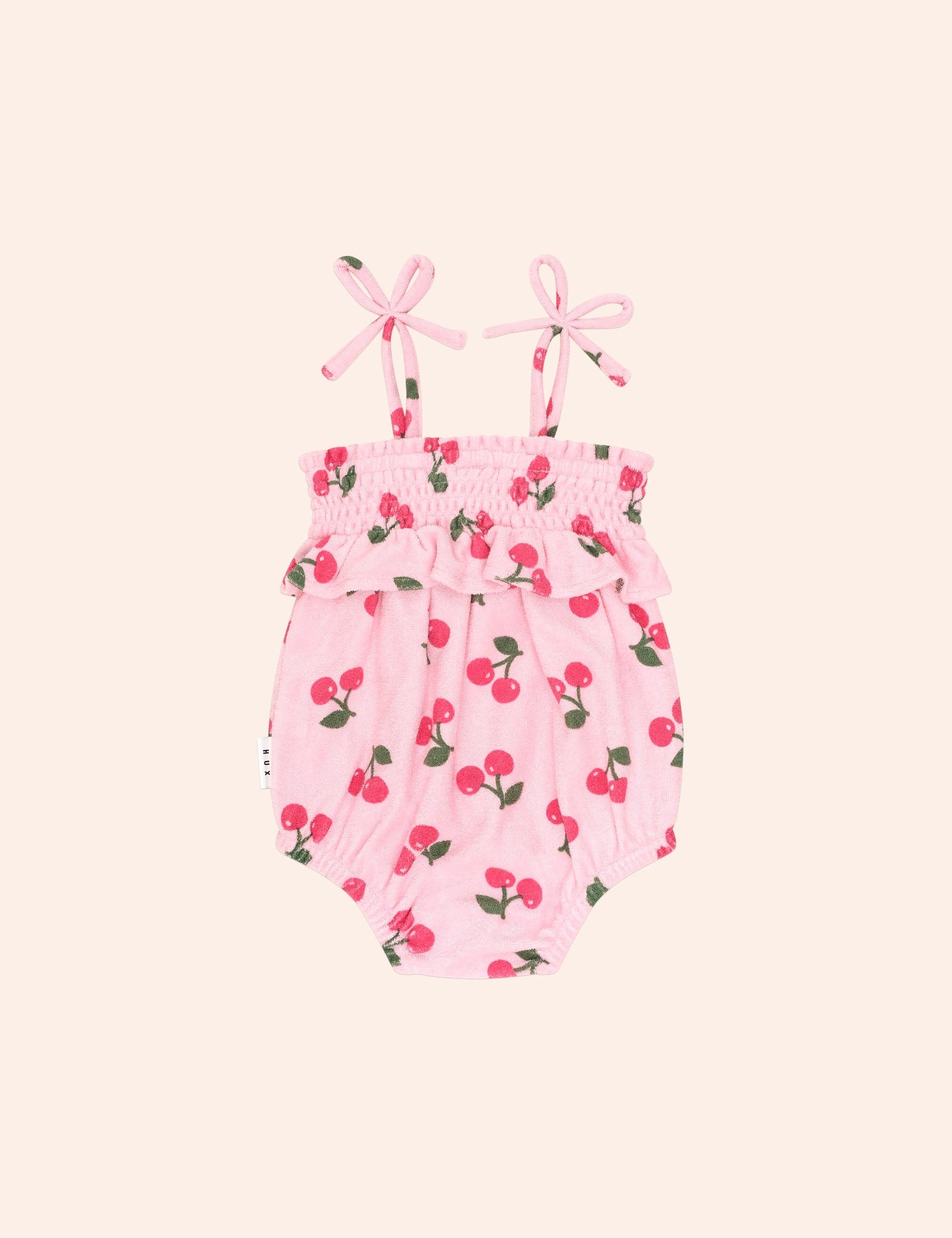 Cherry Towelling Bubble Romper ROMPER Huxbaby