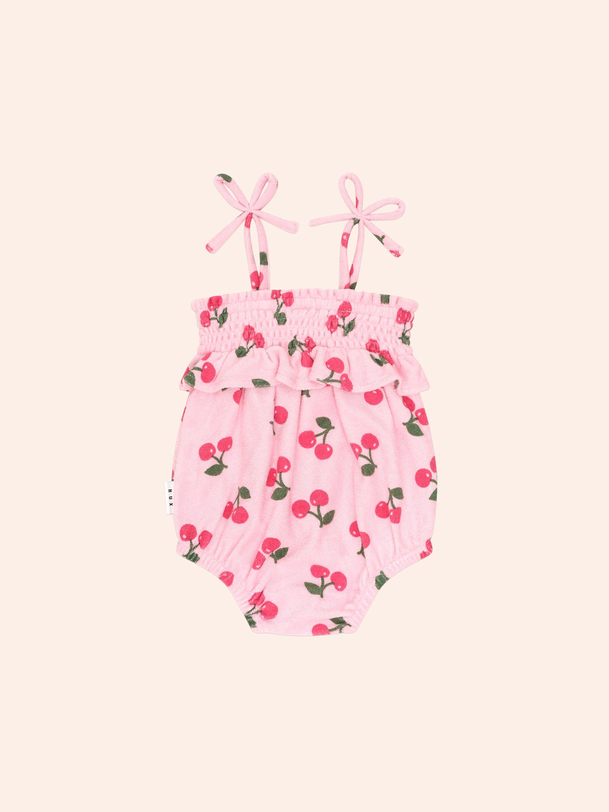 Cherry Towelling Bubble Romper ROMPER Huxbaby
