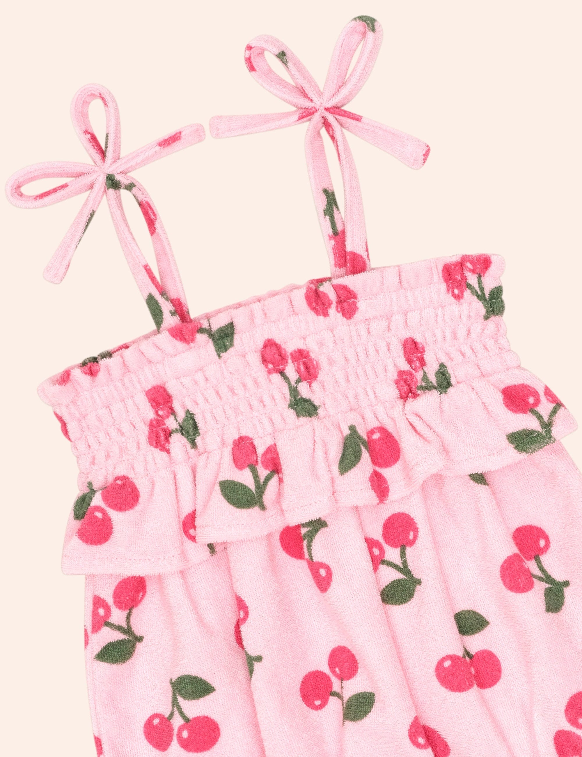 Cherry Towelling Bubble Romper ROMPER Huxbaby