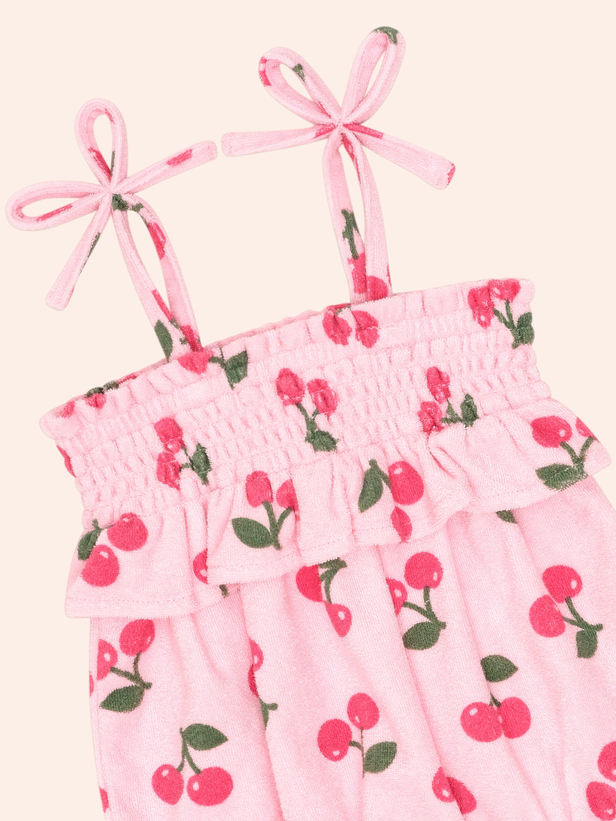 Cherry Towelling Bubble Romper ROMPER Huxbaby