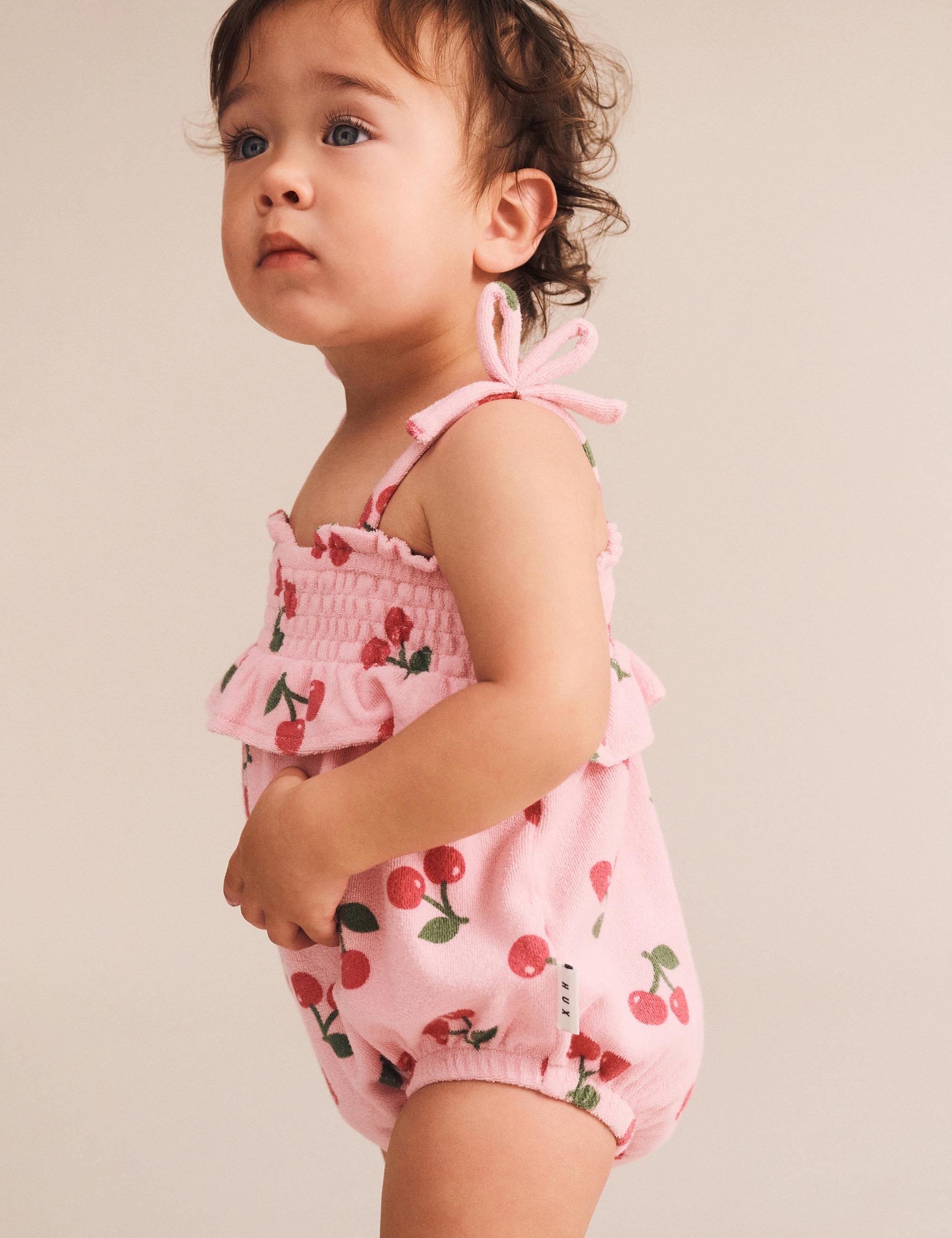 Cherry Towelling Bubble Romper ROMPER Huxbaby