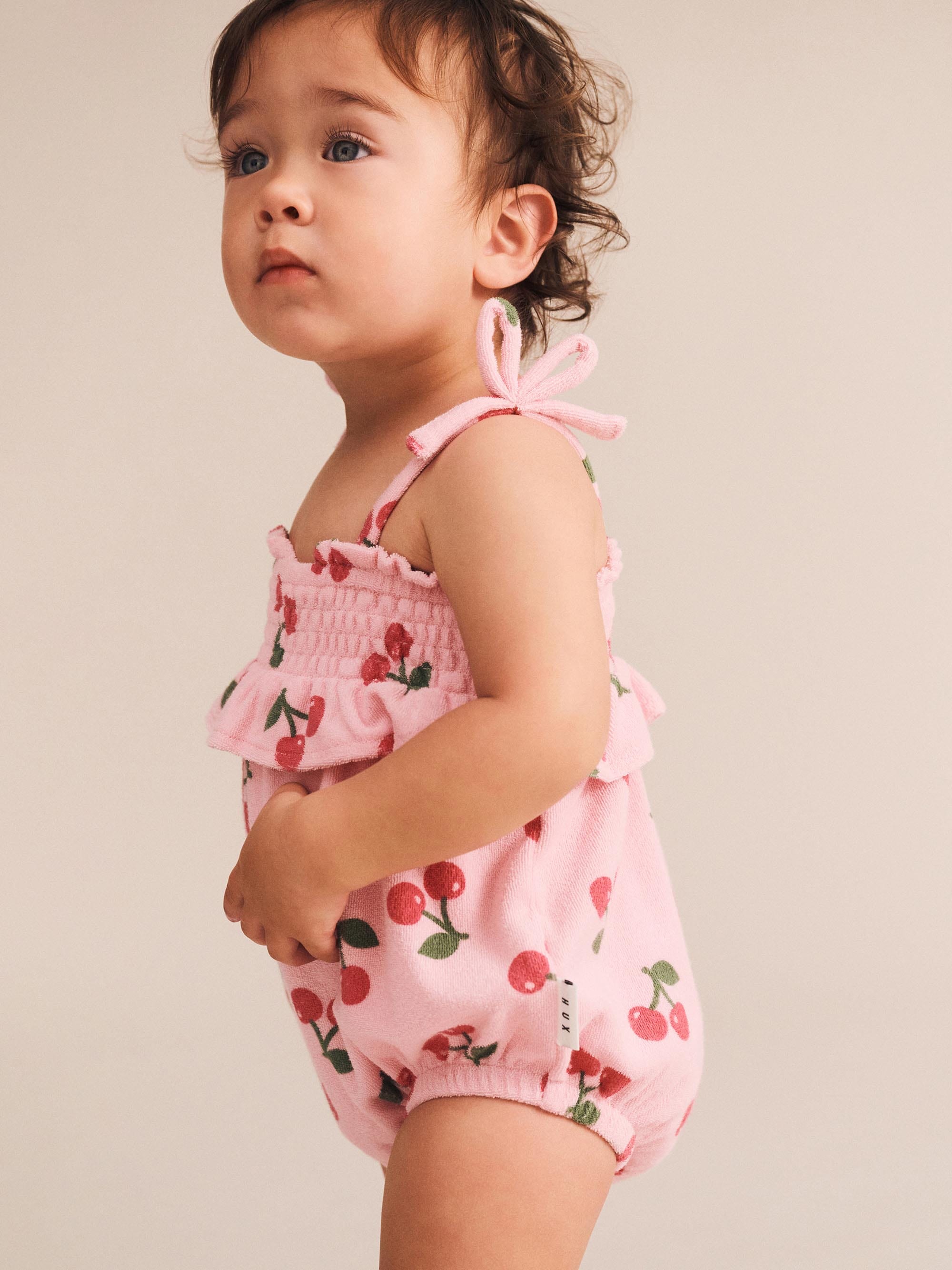Cherry Towelling Bubble Romper ROMPER Huxbaby