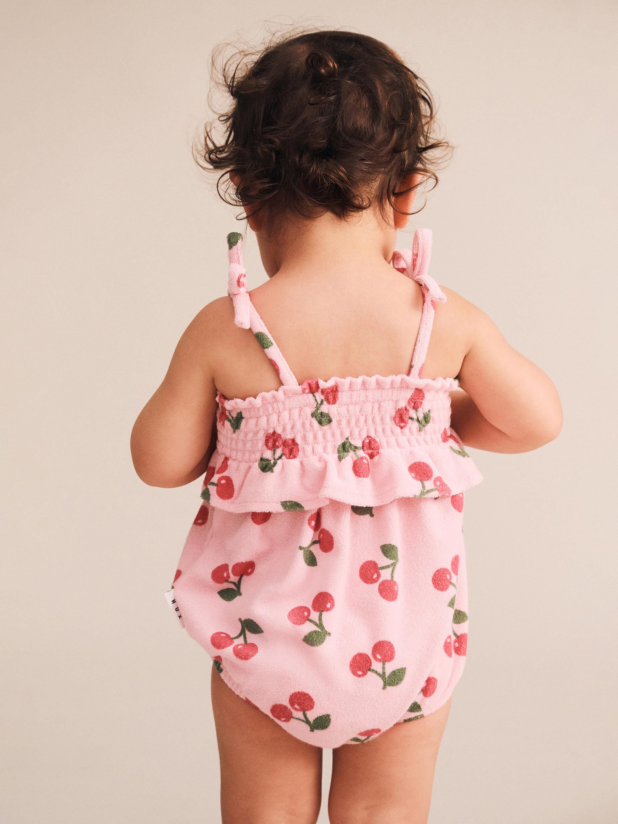 Cherry Towelling Bubble Romper ROMPER Huxbaby