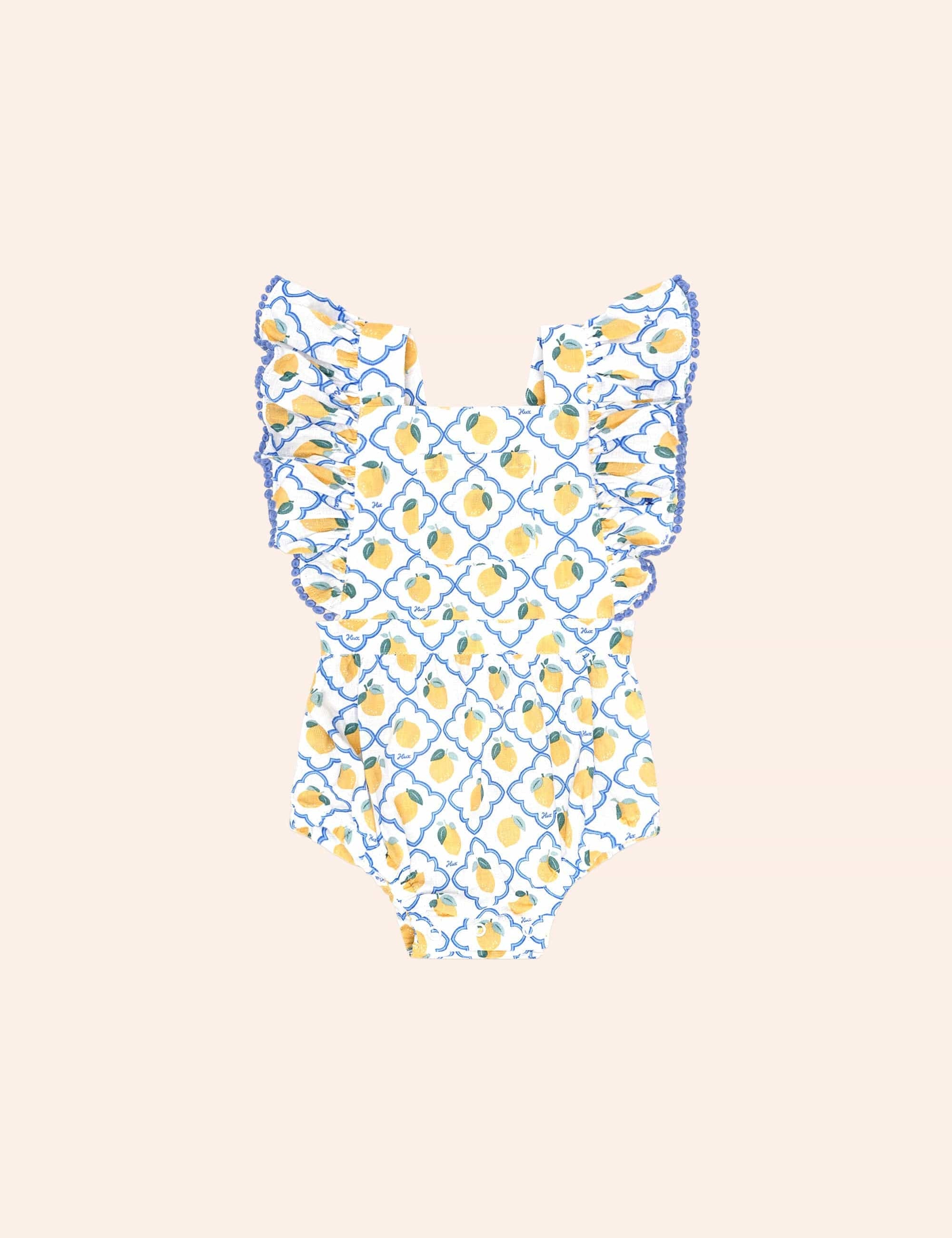 Lemon Tile Bubble Romper ROMPER Huxbaby