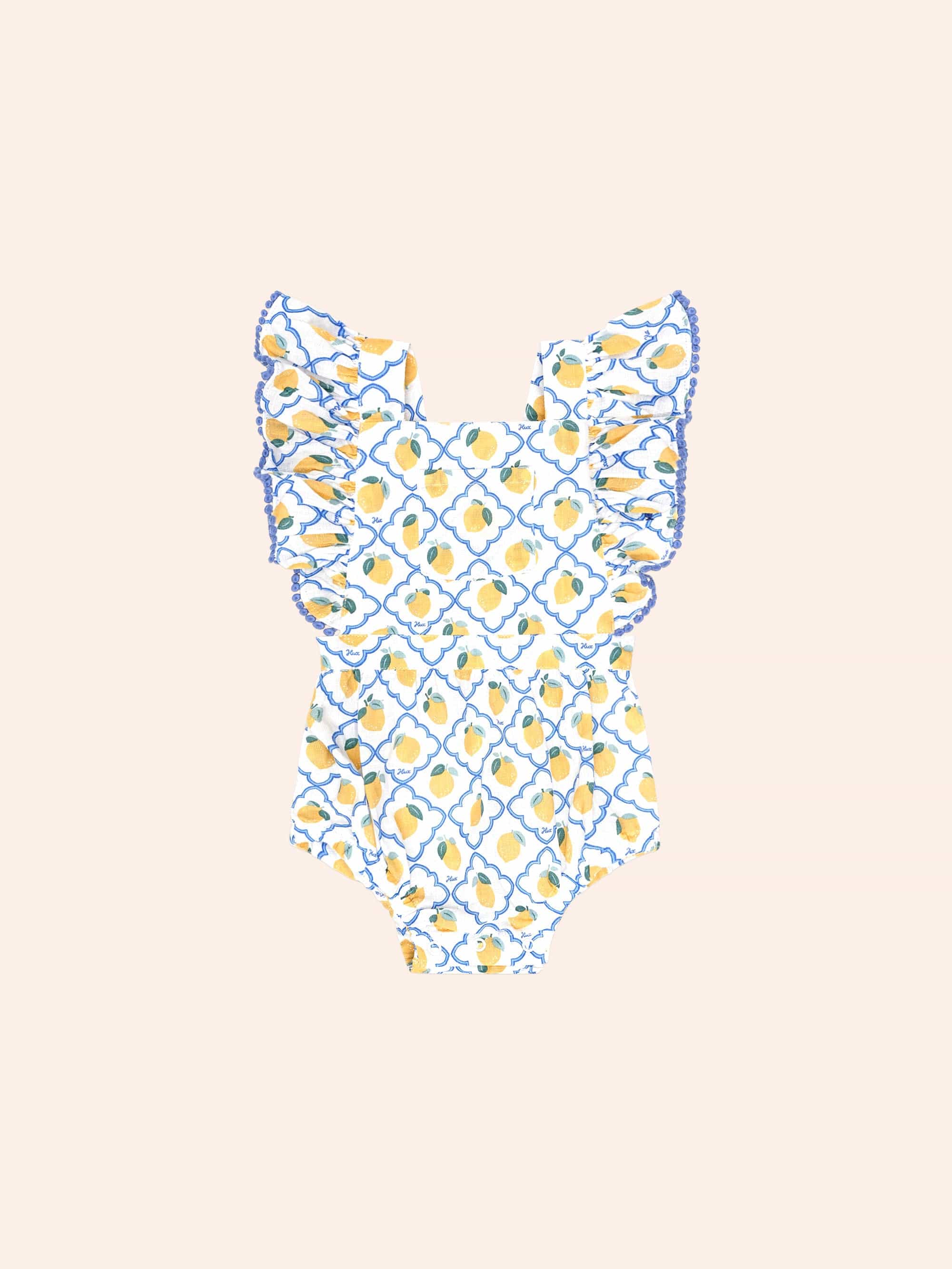 Lemon Tile Bubble Romper ROMPER Huxbaby