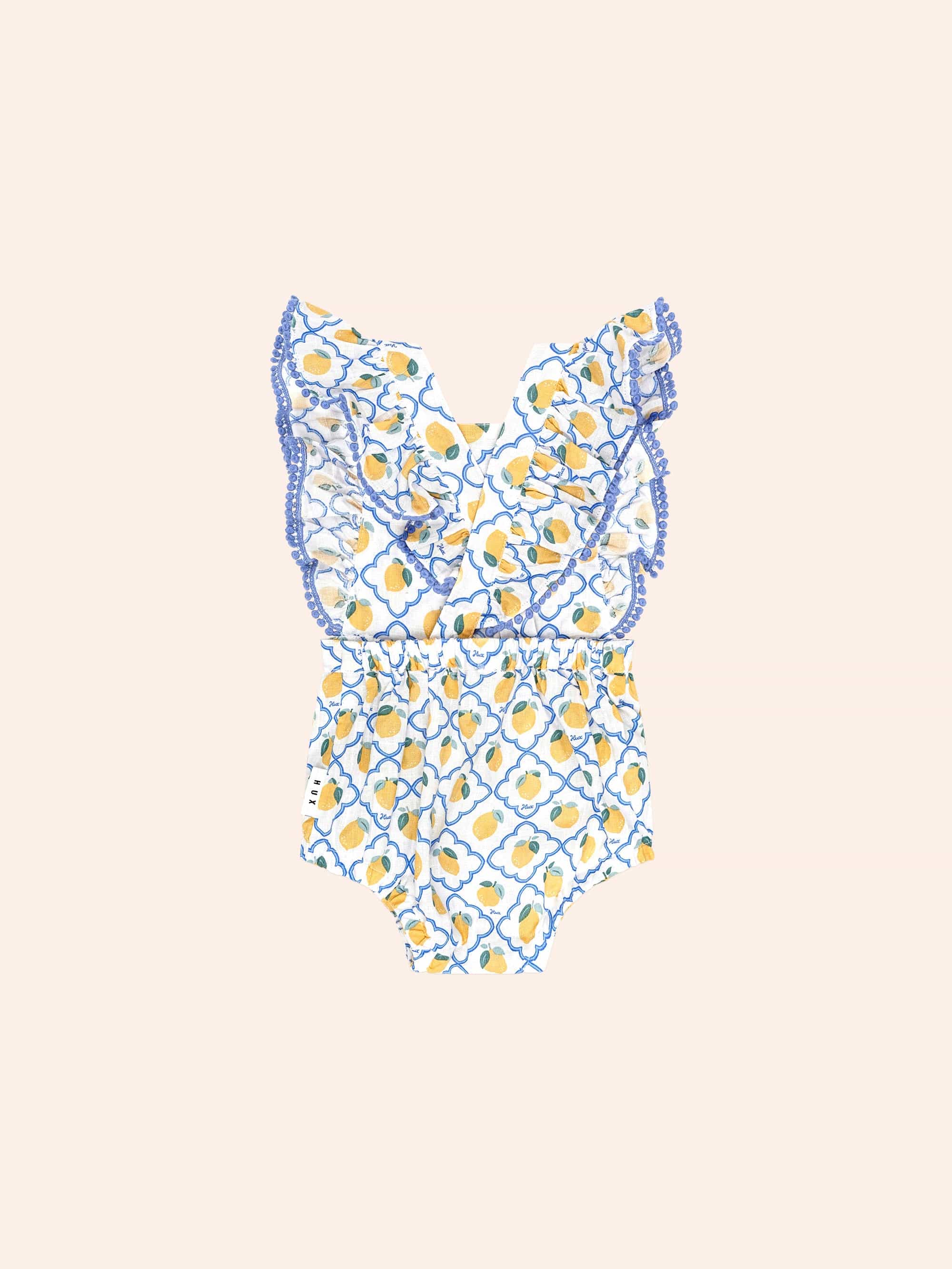Lemon Tile Bubble Romper ROMPER Huxbaby