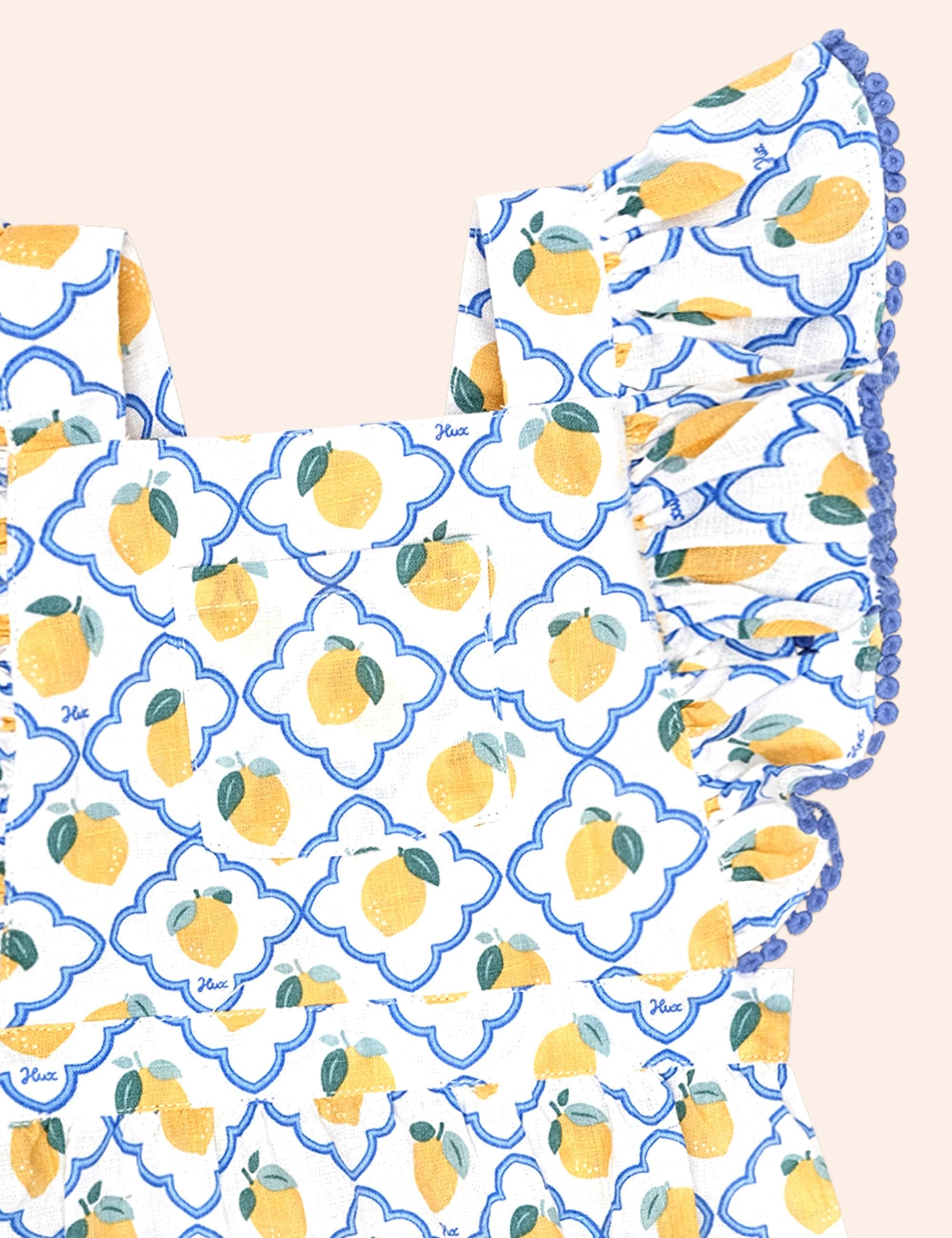 Lemon Tile Bubble Romper ROMPER Huxbaby