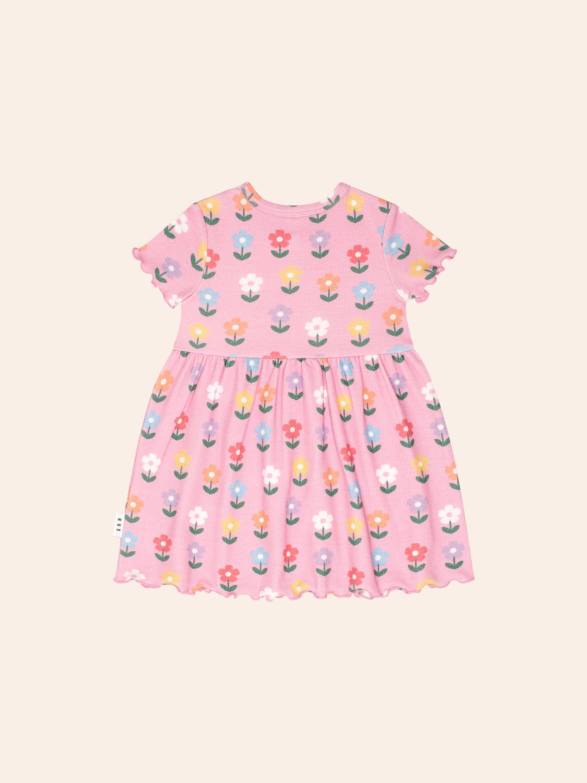 Multi Colour Daisy Rib Dress DRESS Huxbaby