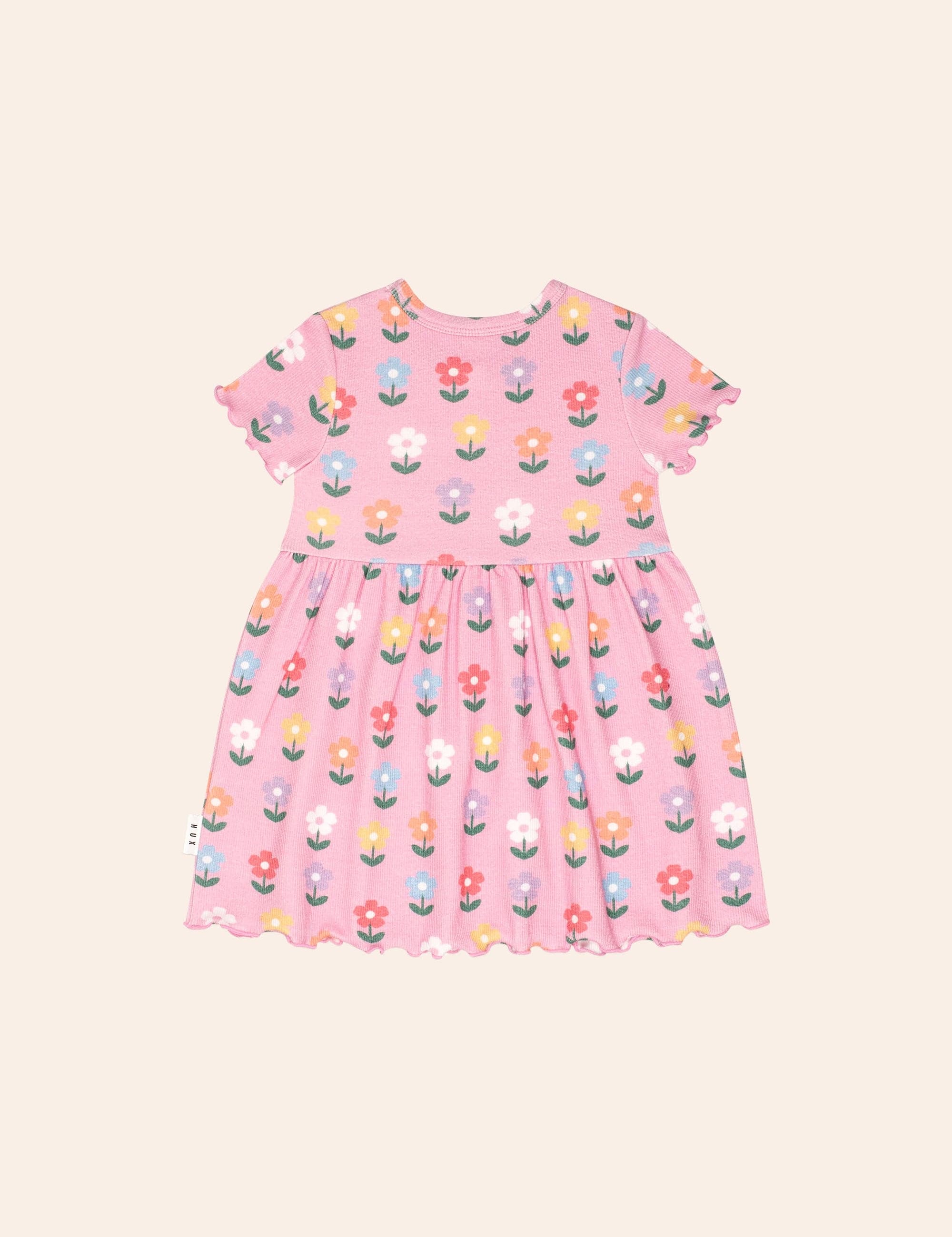 Multi Colour Daisy Rib Dress DRESS Huxbaby