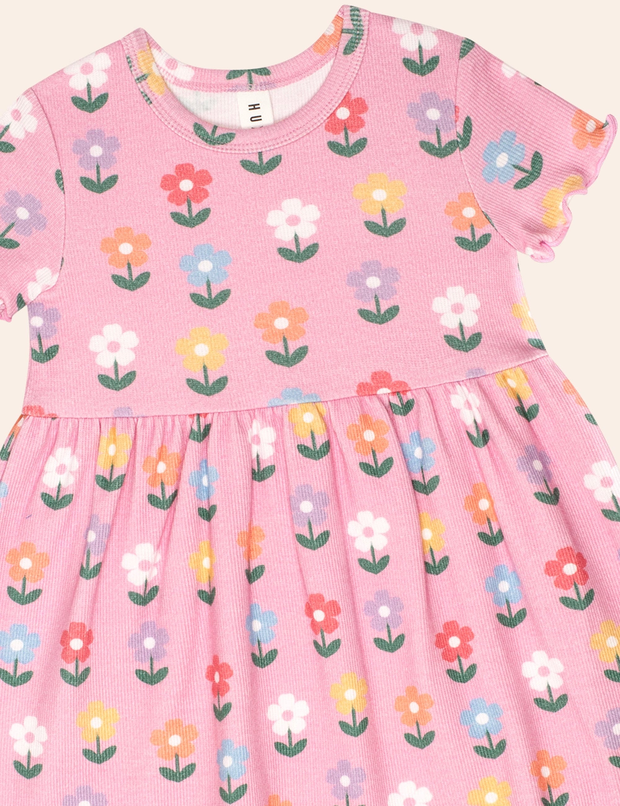 Multi Colour Daisy Rib Dress DRESS Huxbaby