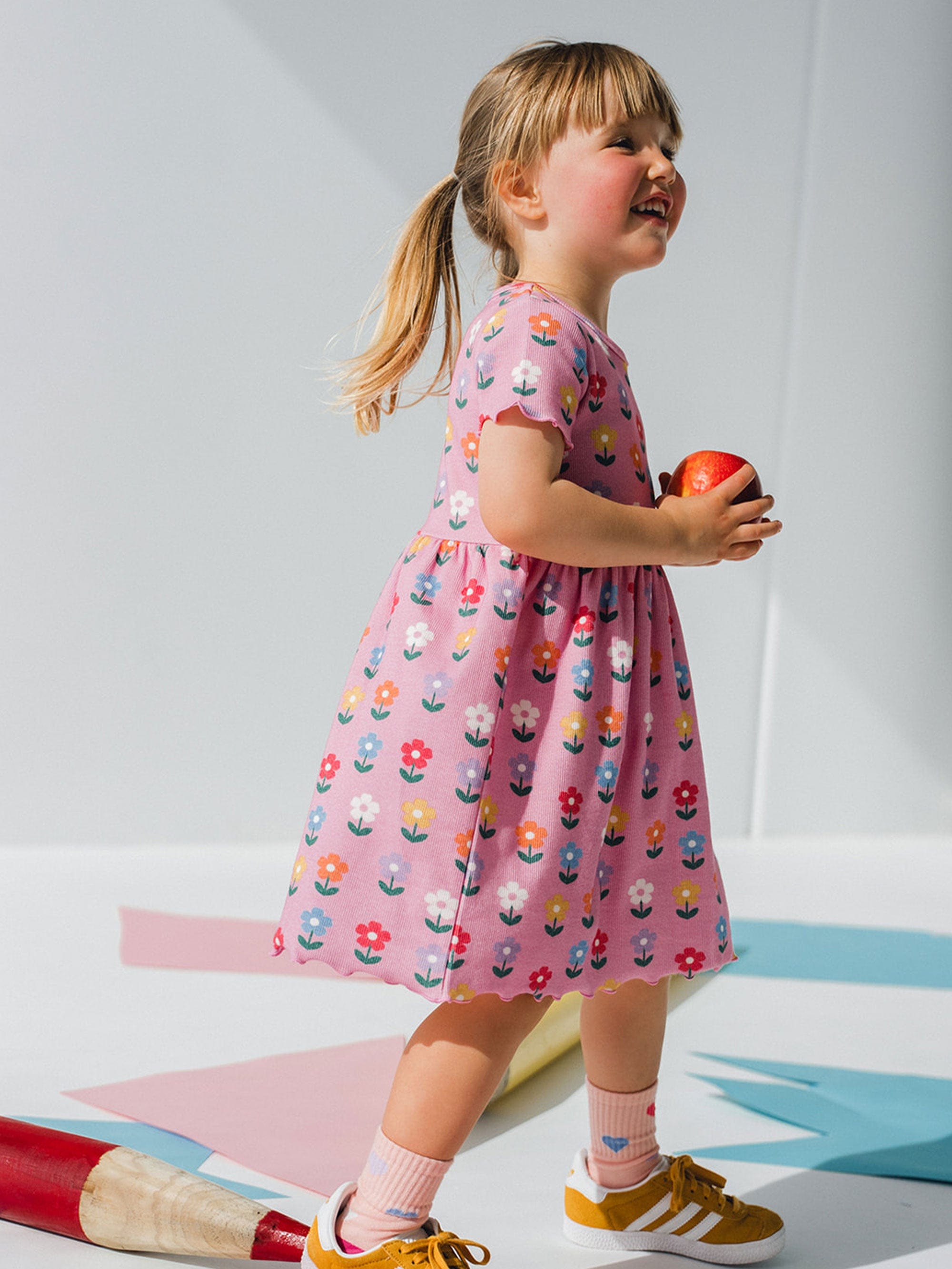 Multi Colour Daisy Rib Dress DRESS Huxbaby
