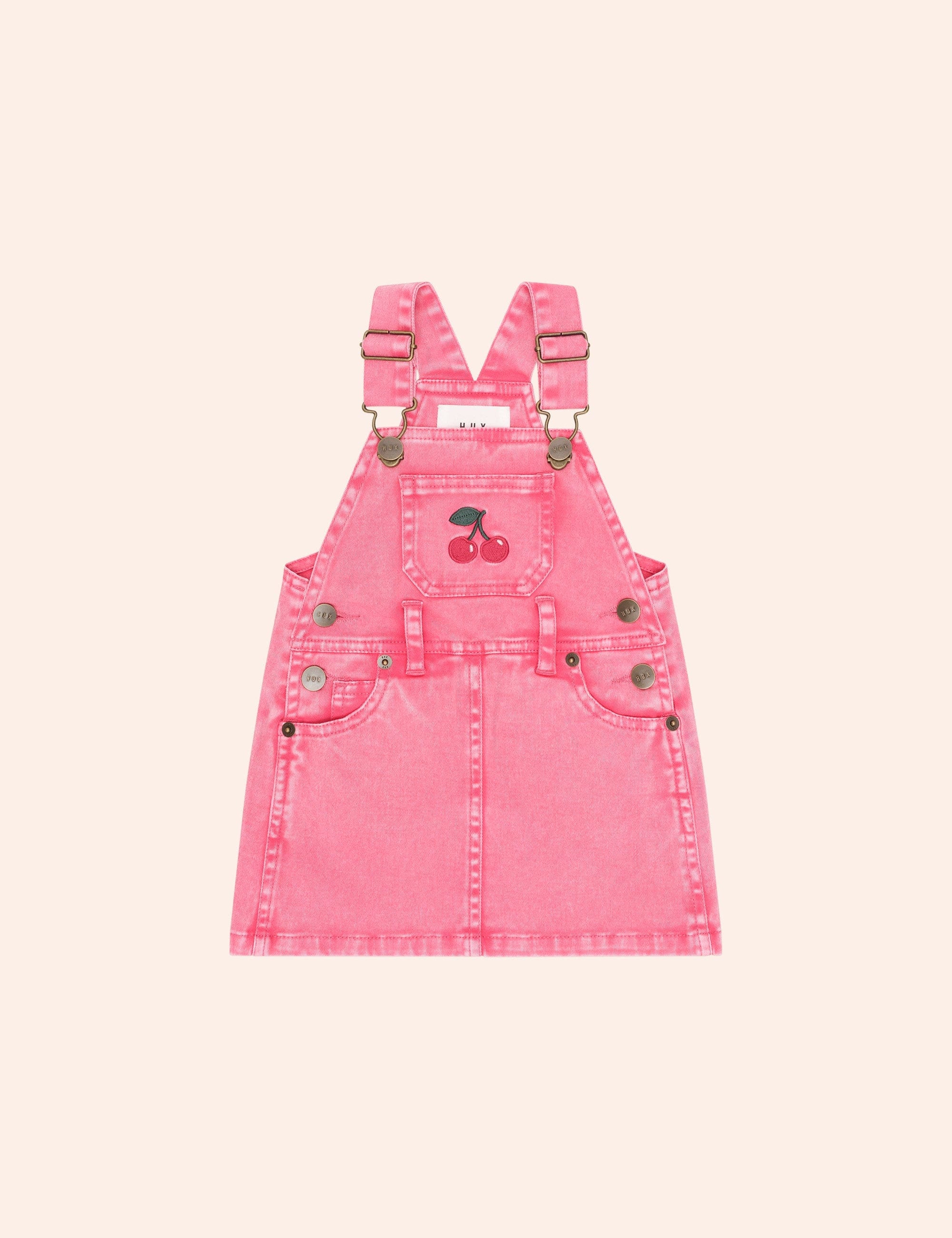 Cherry Garment Dyed Pinafore DRESS Huxbaby