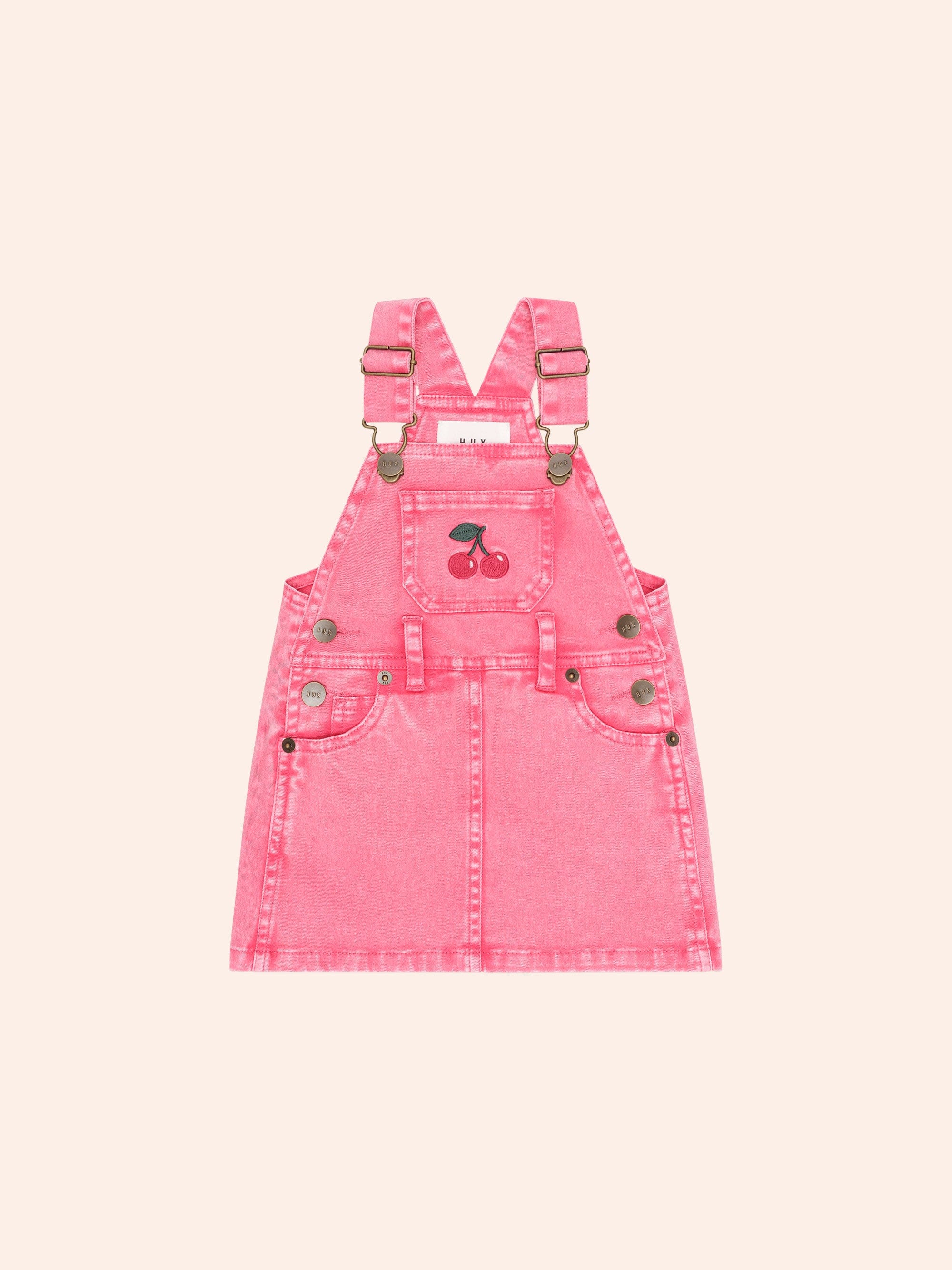 Cherry Garment Dyed Pinafore DRESS Huxbaby