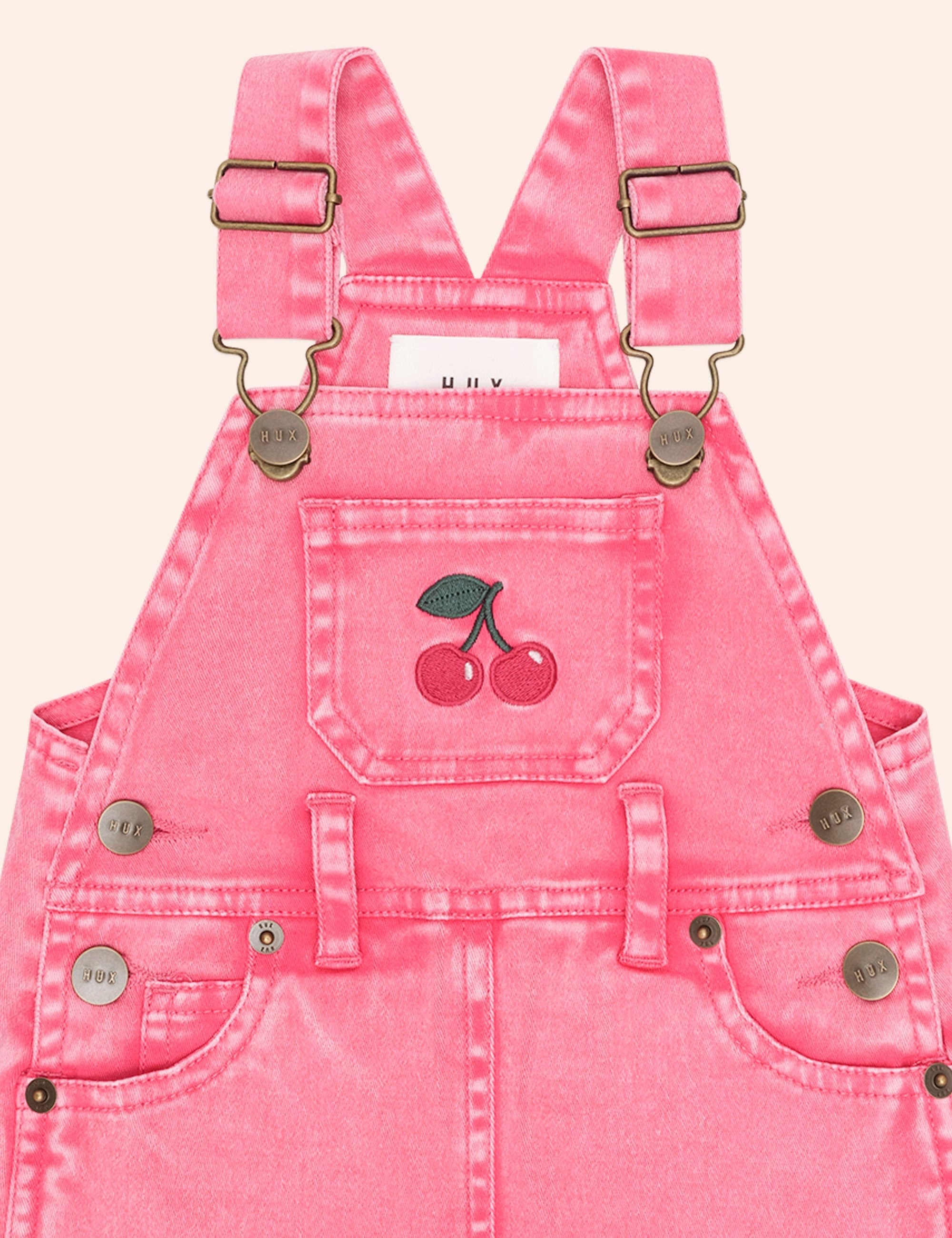 Cherry Garment Dyed Pinafore DRESS Huxbaby