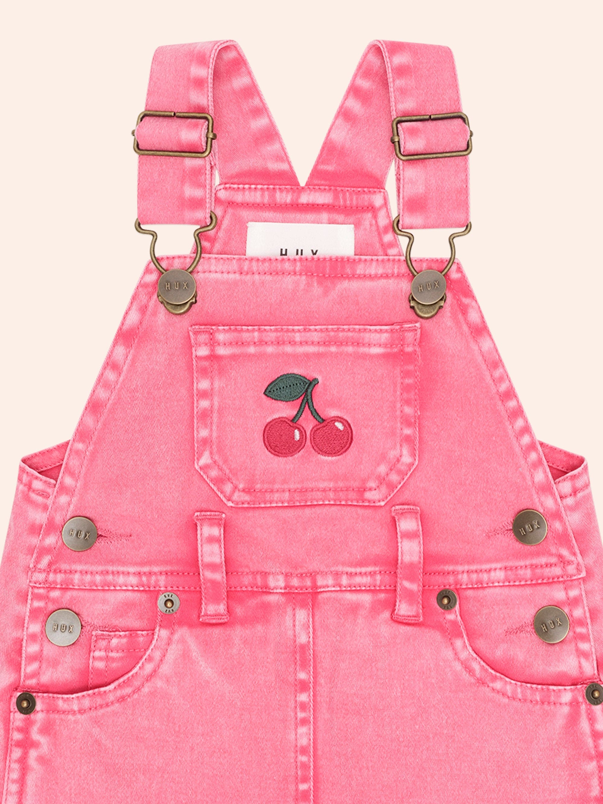 Cherry Garment Dyed Pinafore DRESS Huxbaby